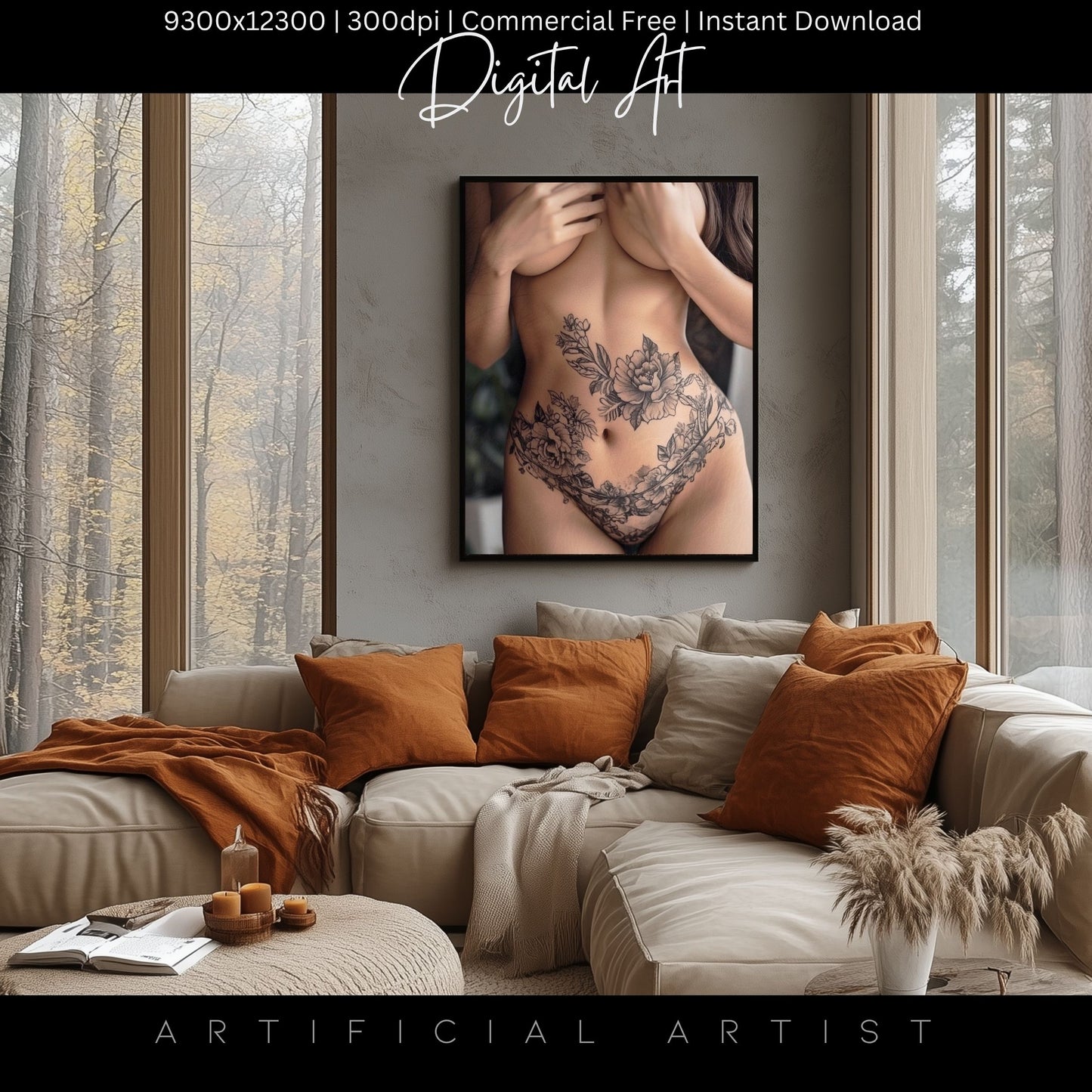 Sexy Tattoos| Topless | Instant Download | Digital AI Art