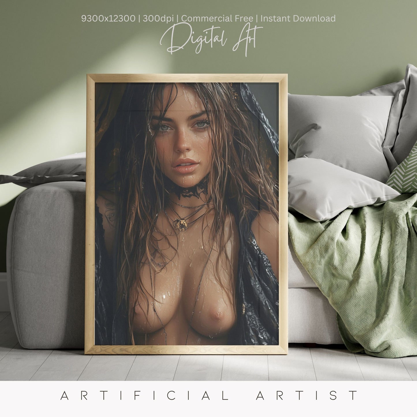 The Mid-evil Spy| Instant Download | Fantasy Digital AI Art | Hot Girl | Topless Fantasy