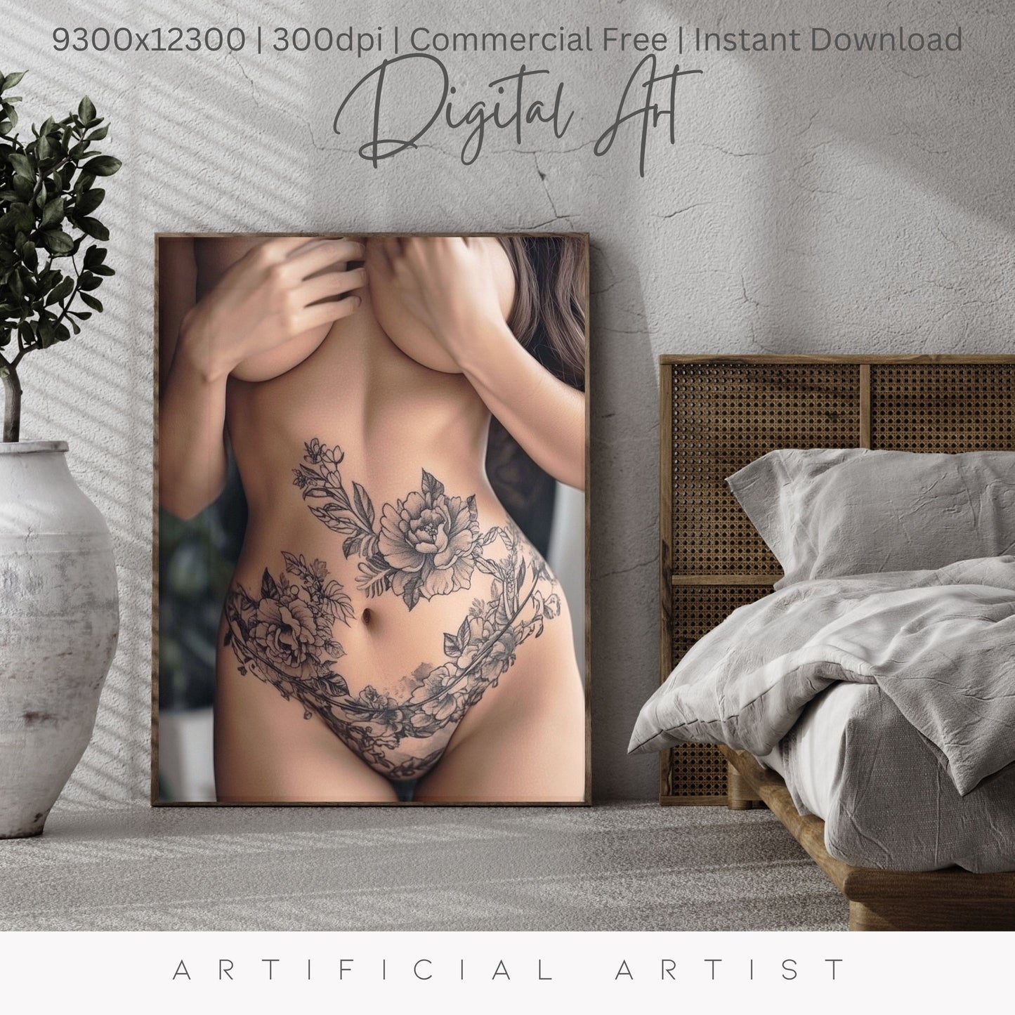 Sexy Tattoos| Topless | Instant Download | Digital AI Art