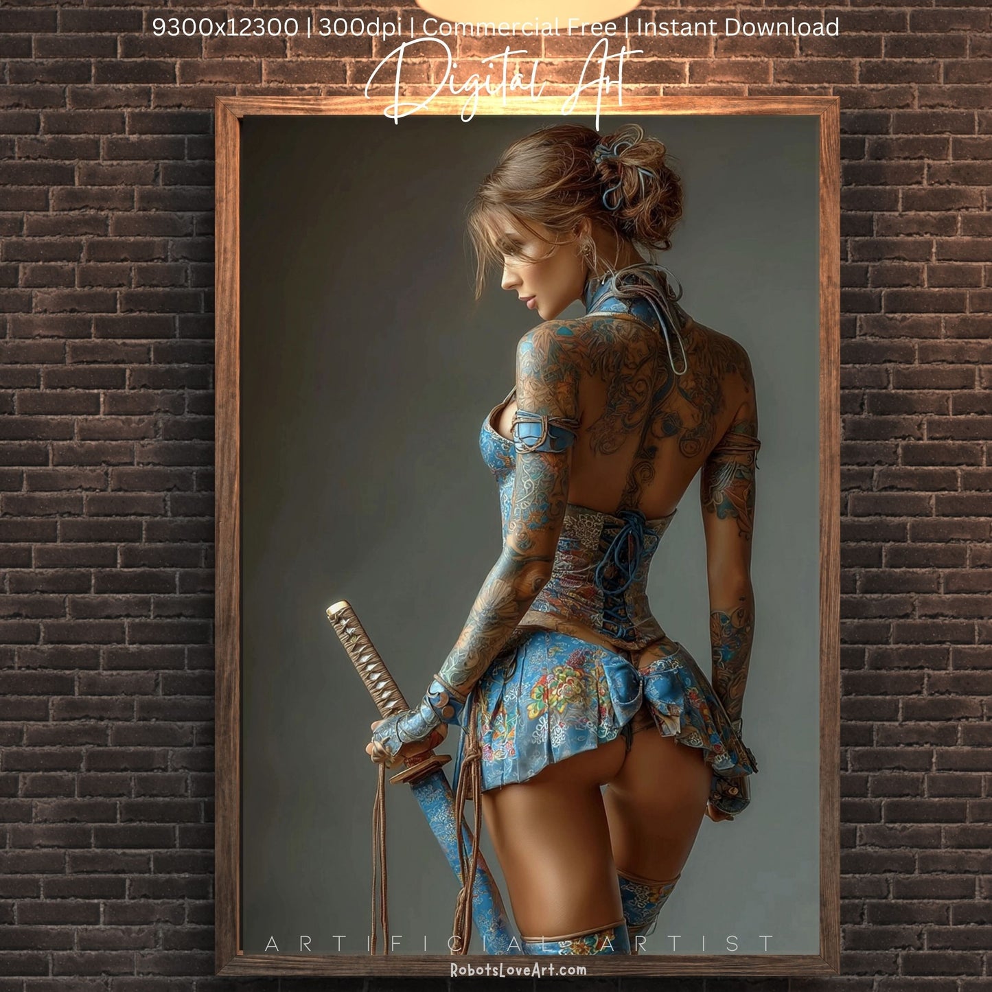 Warrior Princess in Blue | Instant Download | Fantasy Digital AI Art | Hot Girl