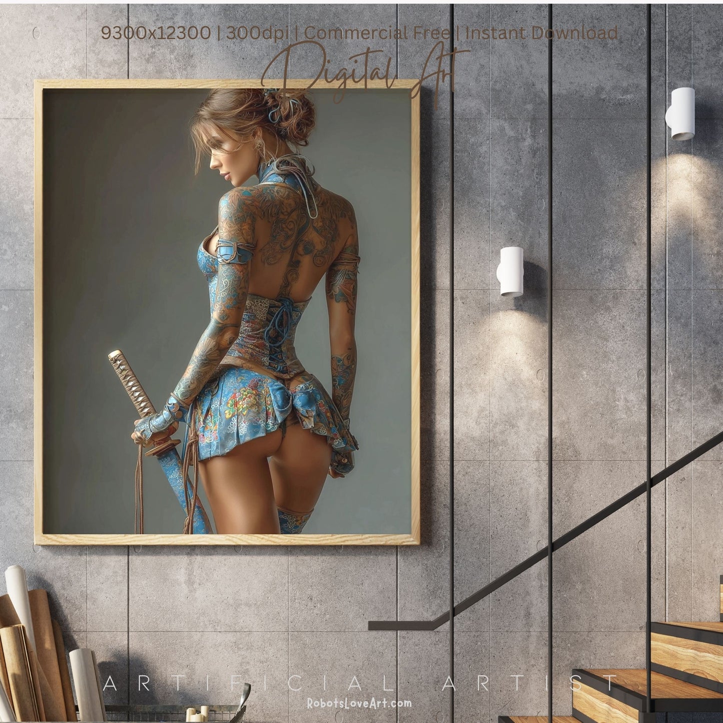 Warrior Princess in Blue | Instant Download | Fantasy Digital AI Art | Hot Girl