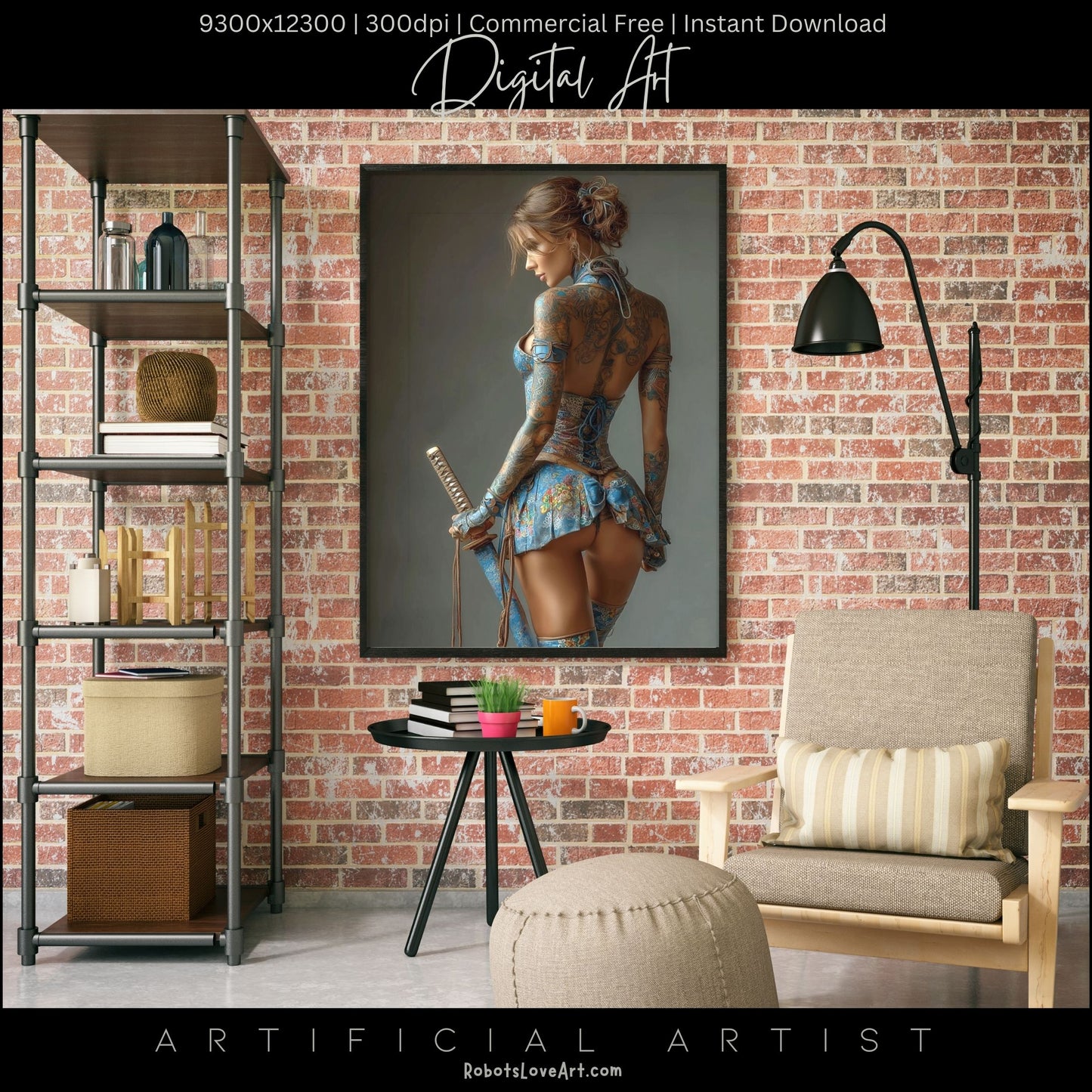 Warrior Princess in Blue | Instant Download | Fantasy Digital AI Art | Hot Girl