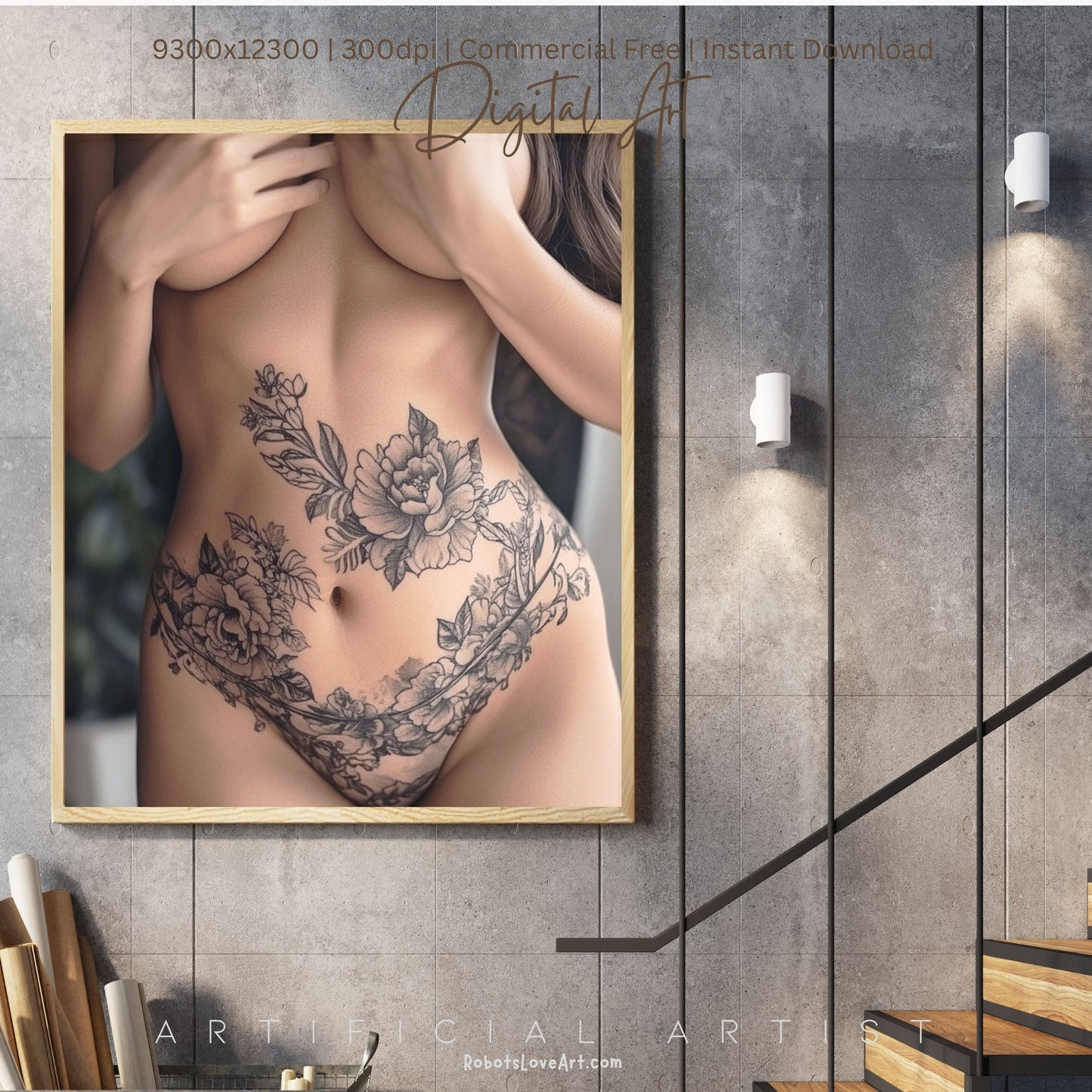 Sexy Tattoos| Topless | Instant Download | Digital AI Art