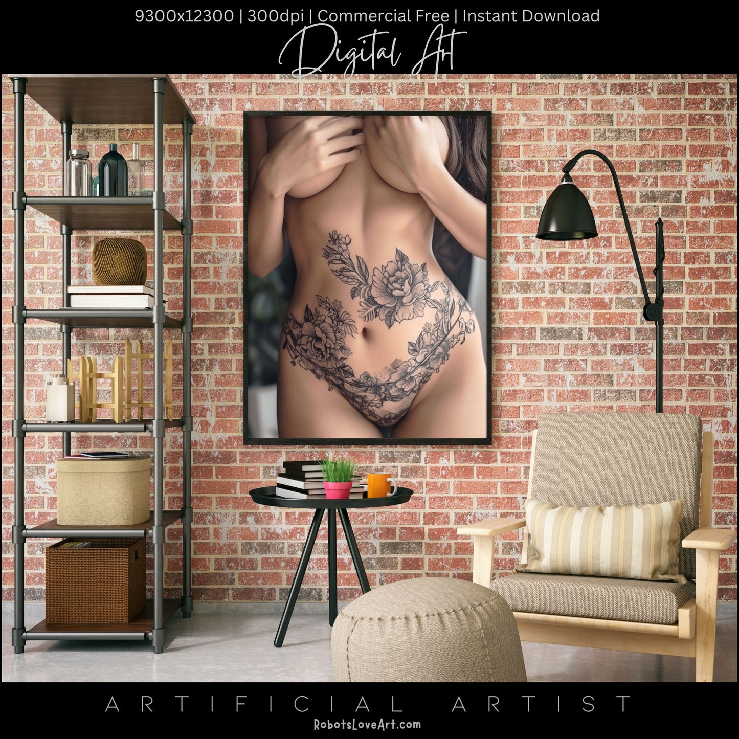 Sexy Tattoos| Topless | Instant Download | Digital AI Art