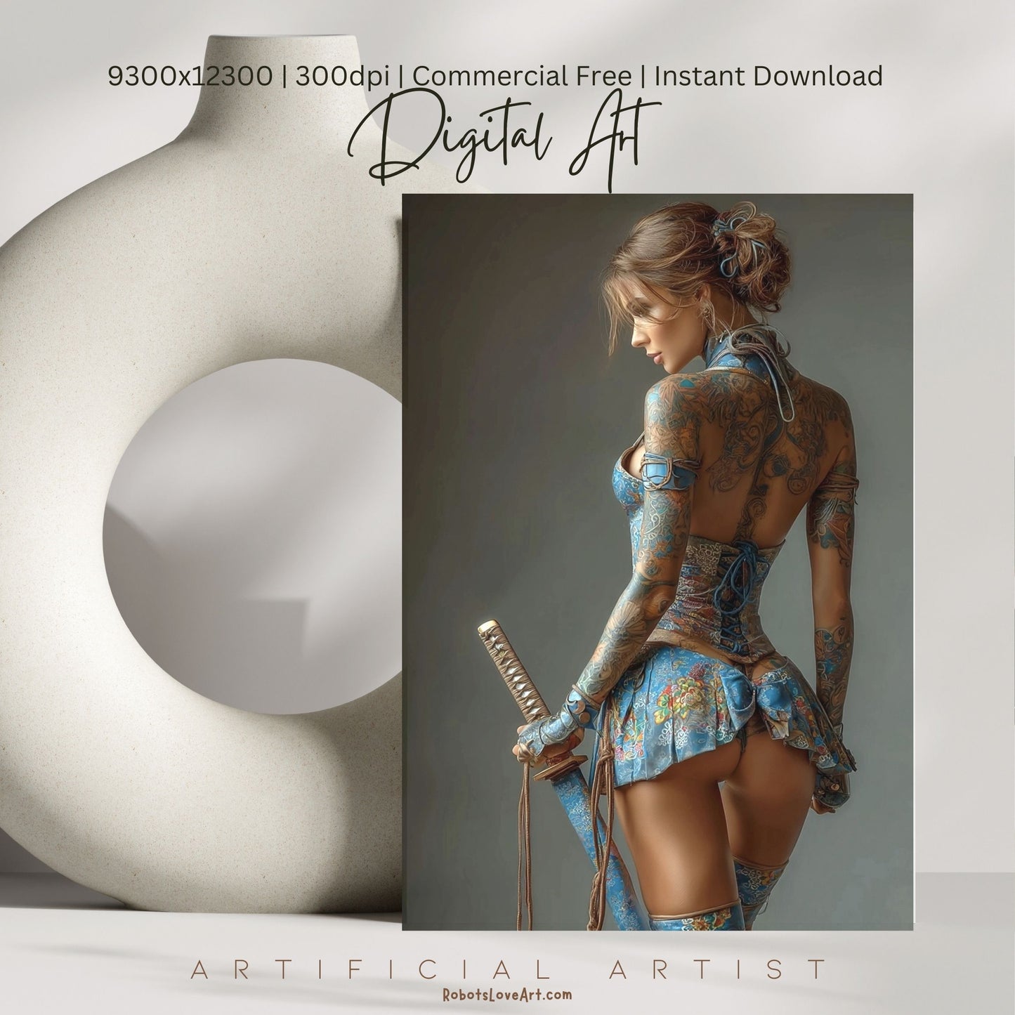 Warrior Princess in Blue | Instant Download | Fantasy Digital AI Art | Hot Girl