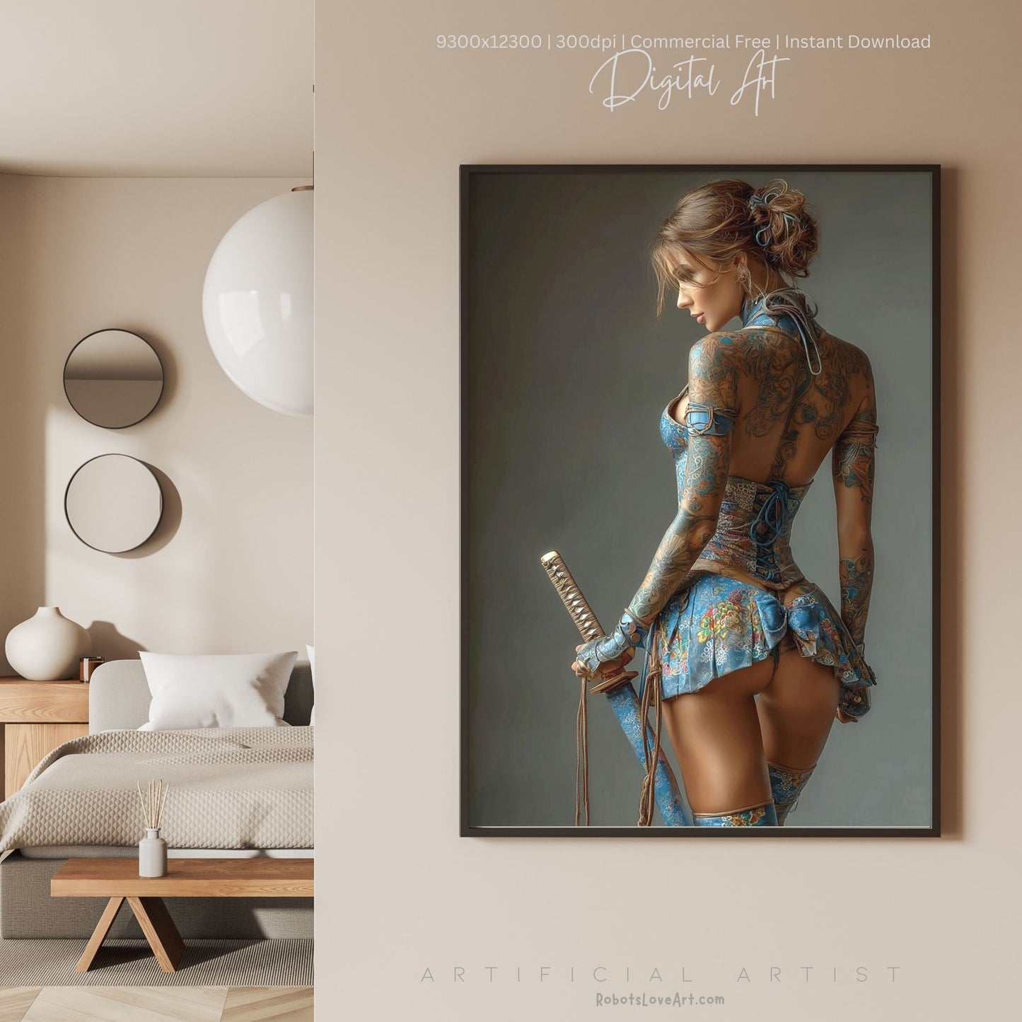 Warrior Princess in Blue | Instant Download | Fantasy Digital AI Art | Hot Girl