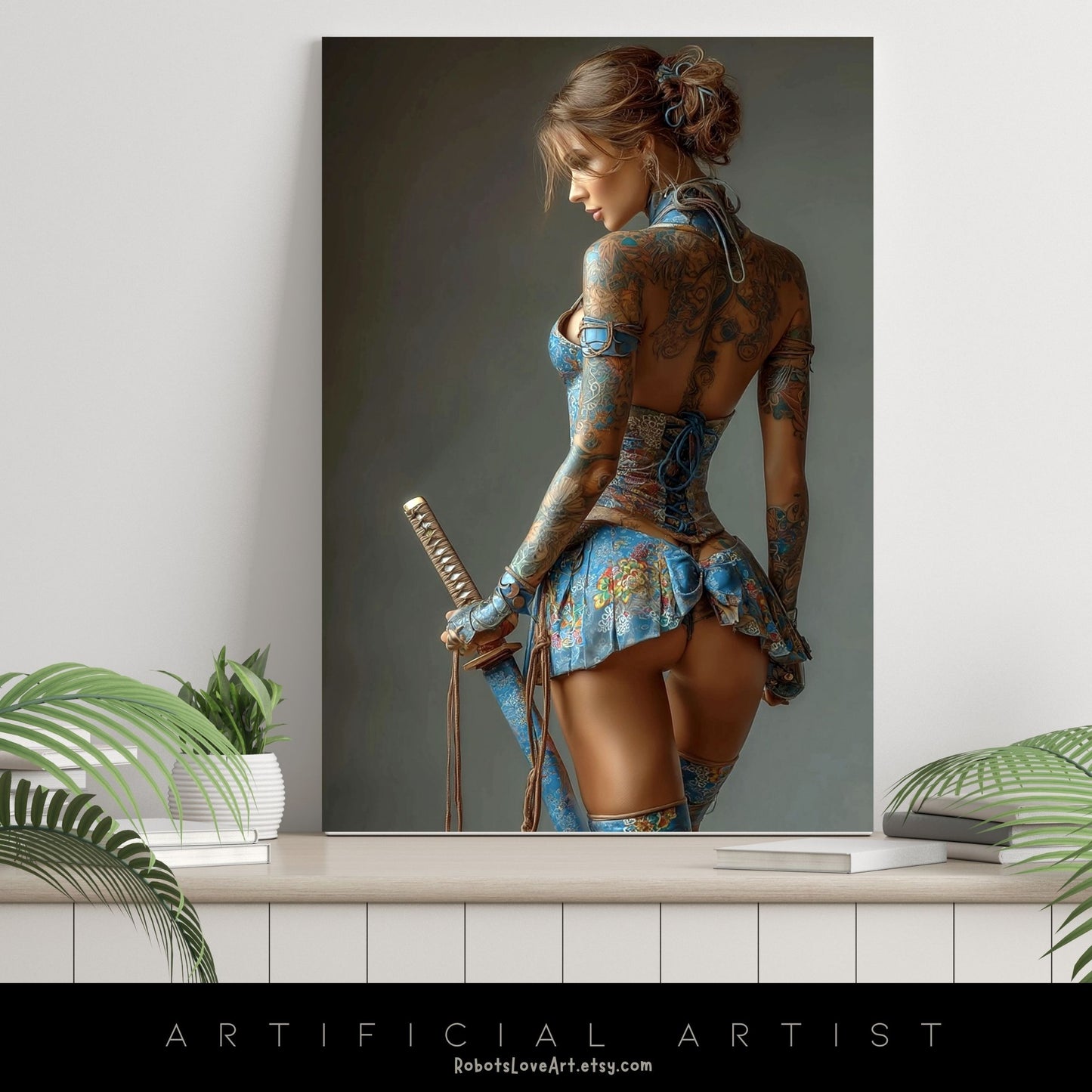 Warrior Princess in Blue | Instant Download | Fantasy Digital AI Art | Hot Girl