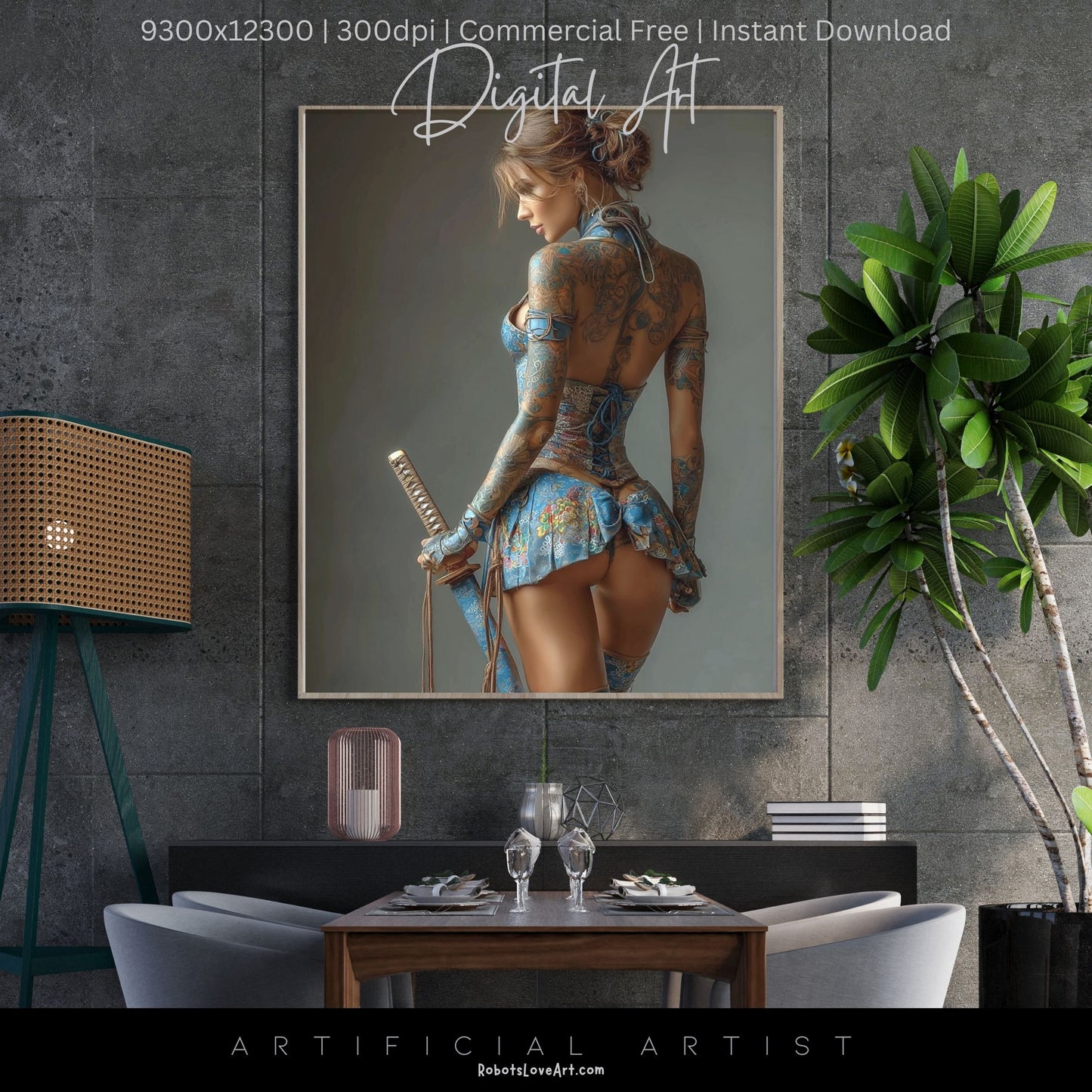 Warrior Princess in Blue | Instant Download | Fantasy Digital AI Art | Hot Girl