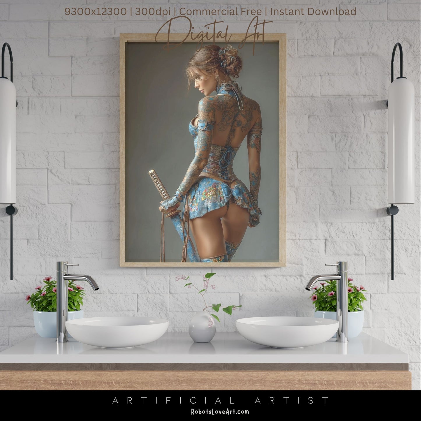 Warrior Princess in Blue | Instant Download | Fantasy Digital AI Art | Hot Girl