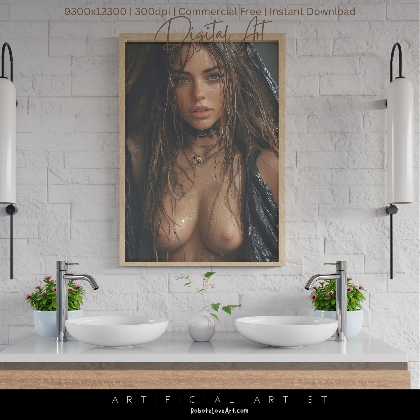 The Mid-evil Spy| Instant Download | Fantasy Digital AI Art | Hot Girl | Topless Fantasy