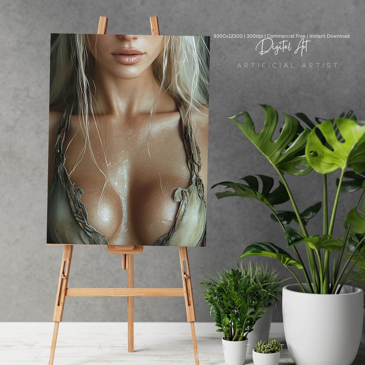 Blonde Bombshell Loincloth Cleavage | Instant Download | Fantasy Digital AI Art | LGBT Artwork (Copy)