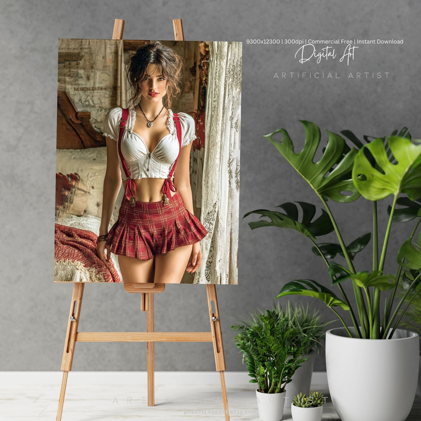 Sexy College Uniform | Instant Download | Fantasy Digital AI Art | Hot Girl