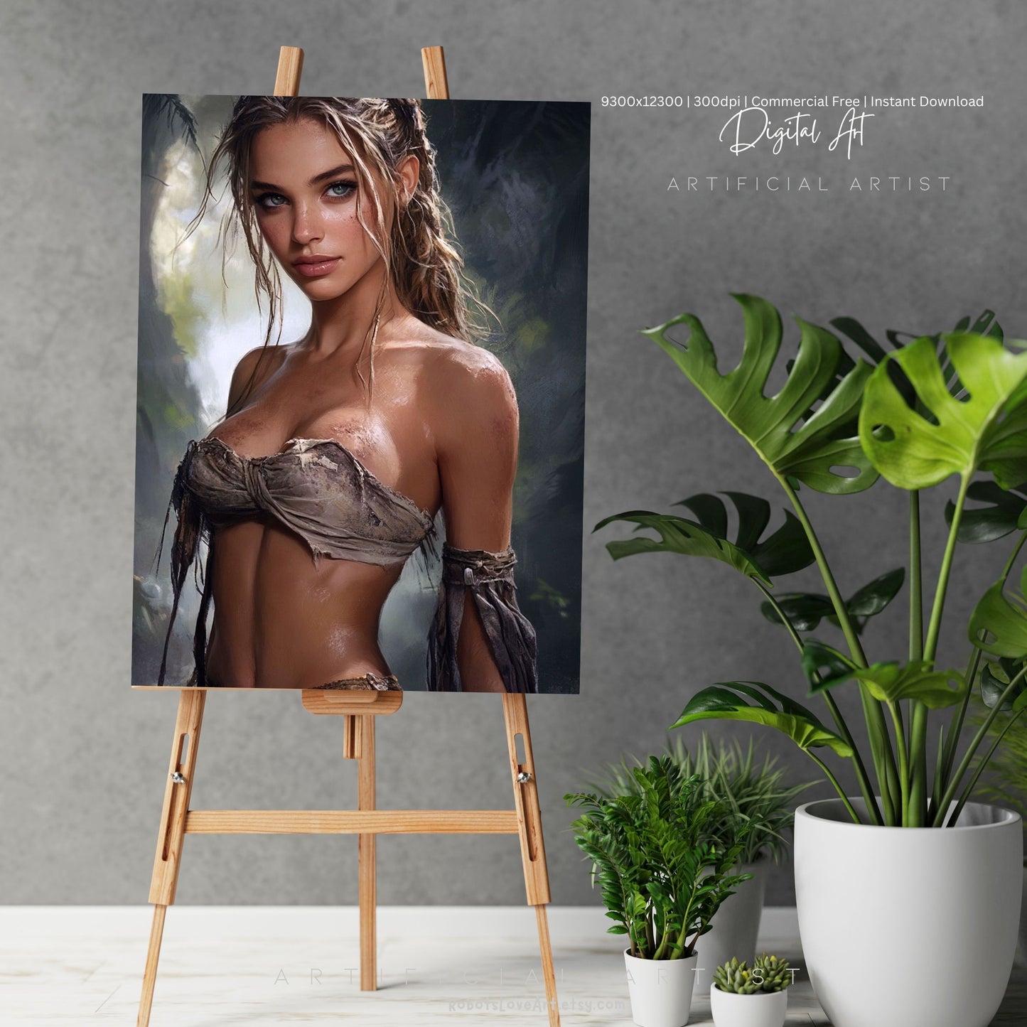 Babe in the Jngle | Instant Download | Fantasy Digital AI Art | Hot Girl