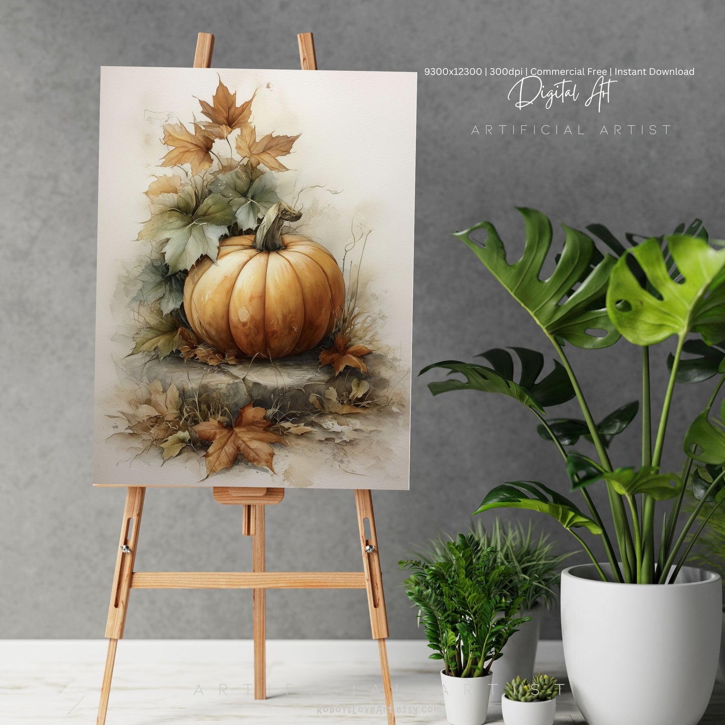 Beautiful Fall Pumpkin Art| Instant Download | Digital AI Art | Halloween Decor