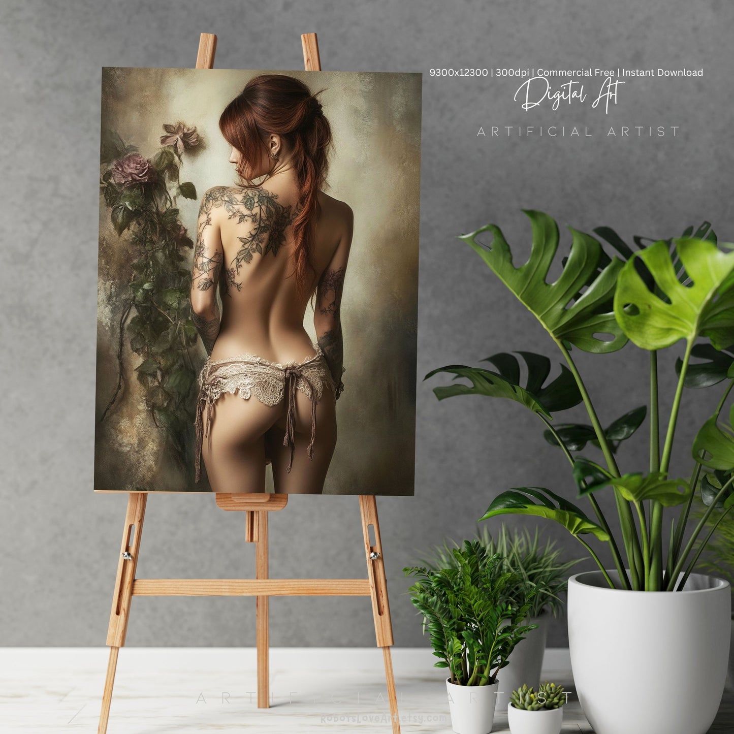 From Behind Pinup Calendar | Instant Download | Fantasy Digital AI Art | Sexy Lace