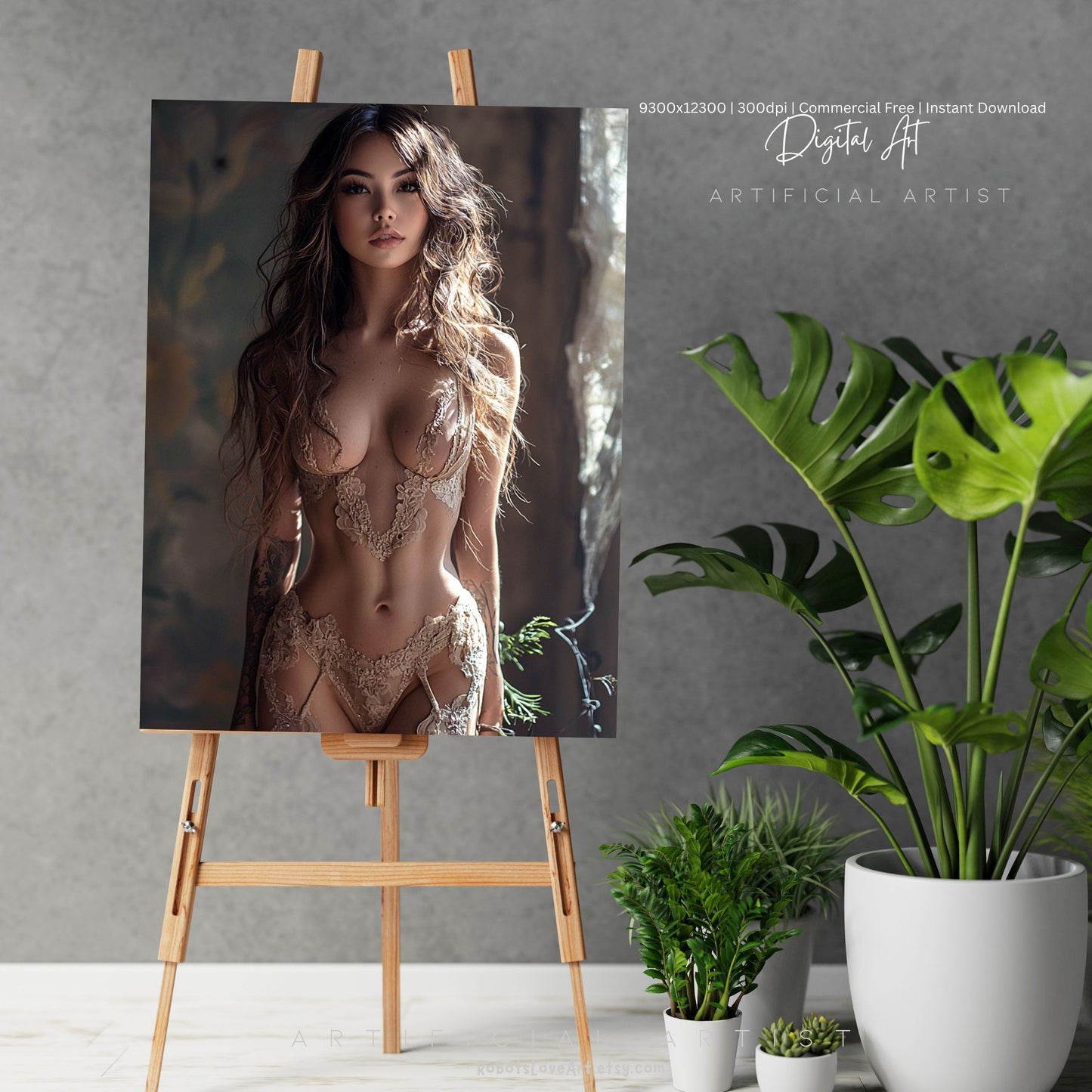 The Lace Window | Instant Download | Fantasy Digital AI Art | Hot Girl
