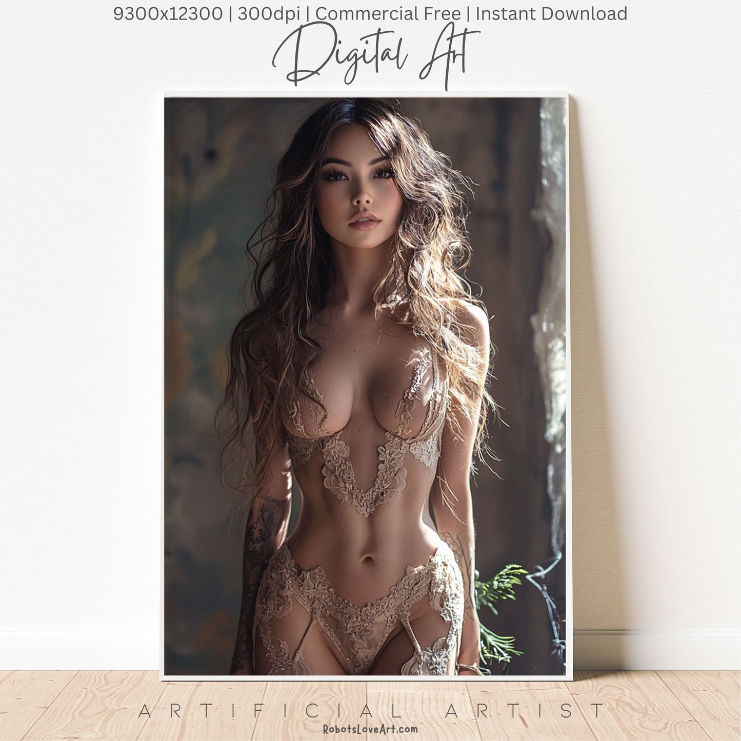 The Lace Window | Instant Download | Fantasy Digital AI Art | Hot Girl