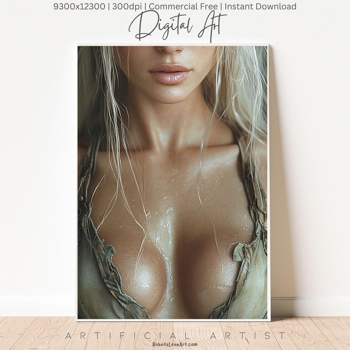 Blonde Bombshell Loincloth Cleavage | Instant Download | Fantasy Digital AI Art | LGBT Artwork (Copy)
