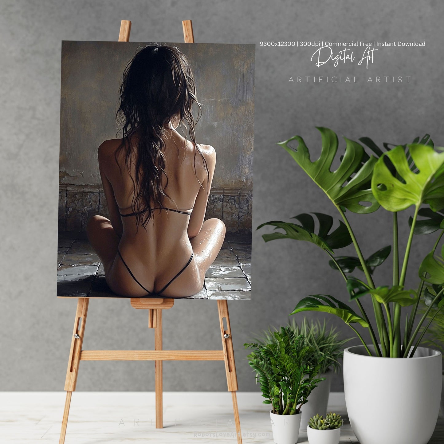 Sexy Hot Naked Yoga | Instant Download | Fantasy Digital AI Art | LGBT Artwork