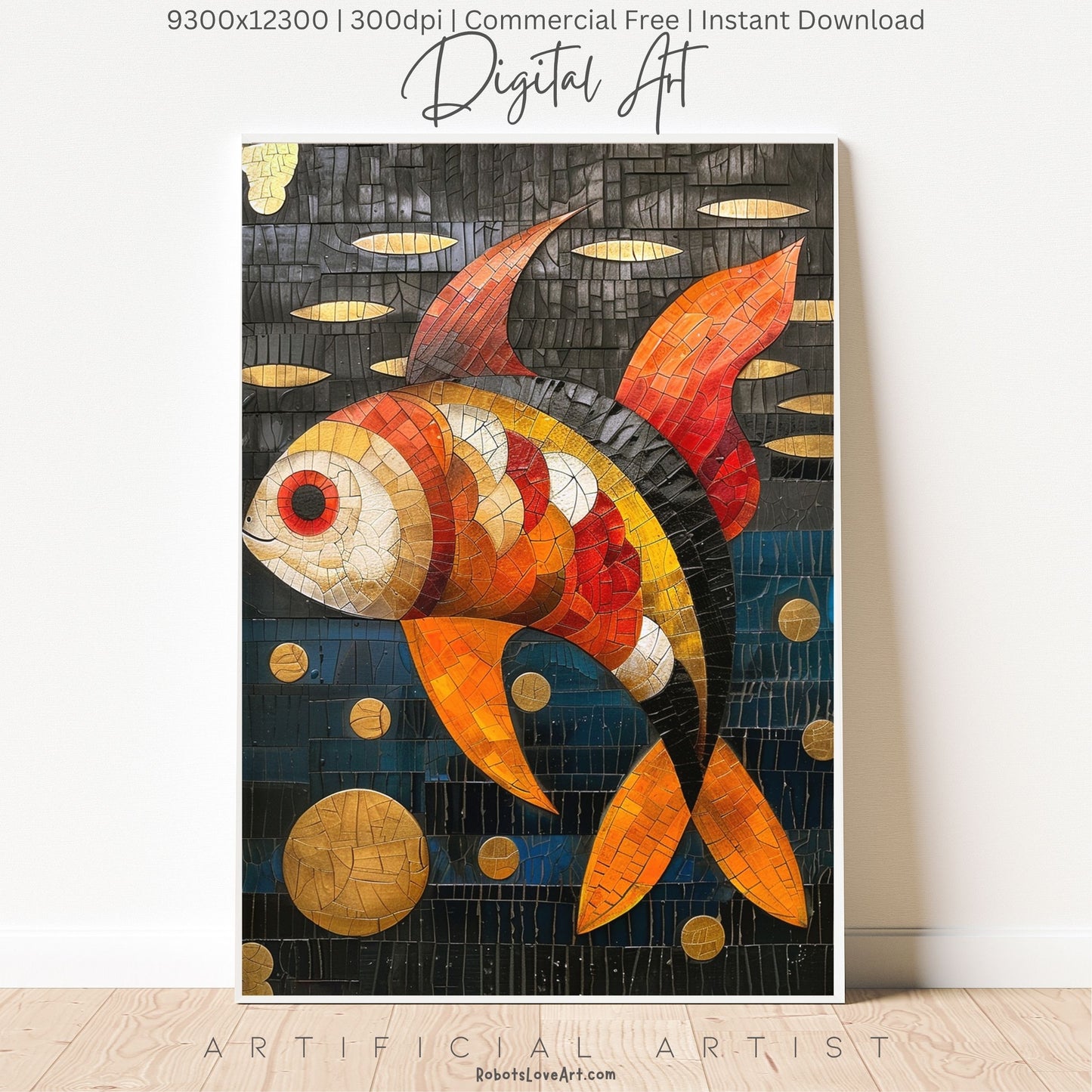 Colorful Mosaic Fish | Instant Download | Digital AI Art | Decor
