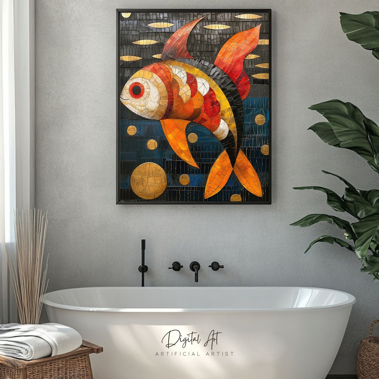 Colorful Mosaic Fish | Instant Download | Digital AI Art | Decor