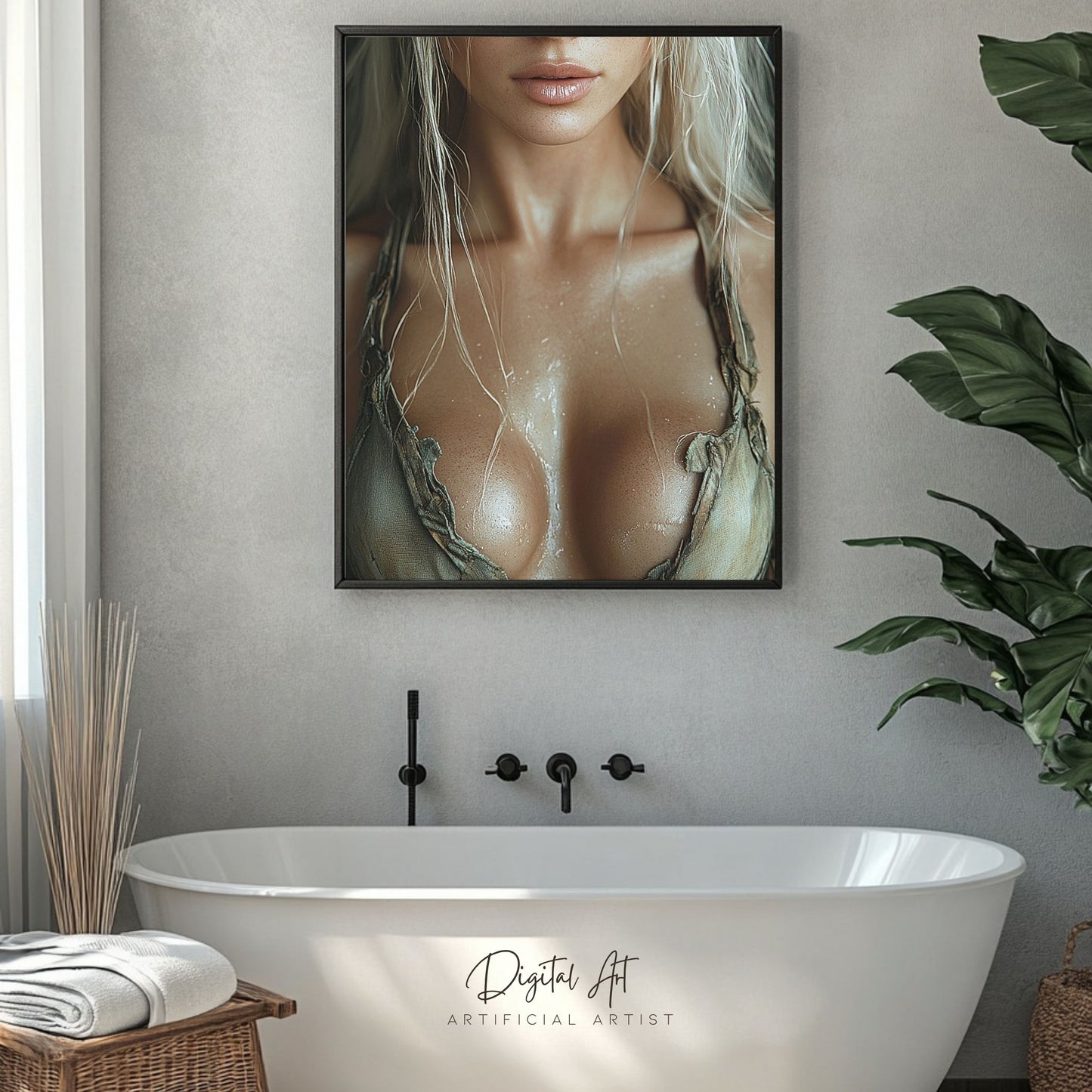 Blonde Bombshell Loincloth Cleavage | Instant Download | Fantasy Digital AI Art | LGBT Artwork (Copy)