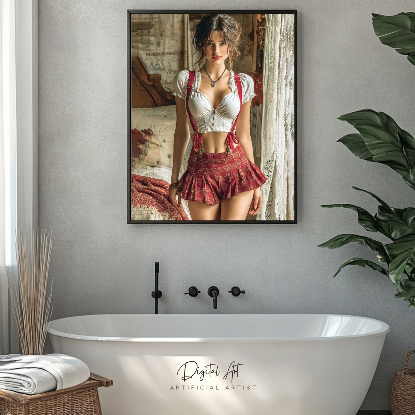 Sexy College Uniform | Instant Download | Fantasy Digital AI Art | Hot Girl
