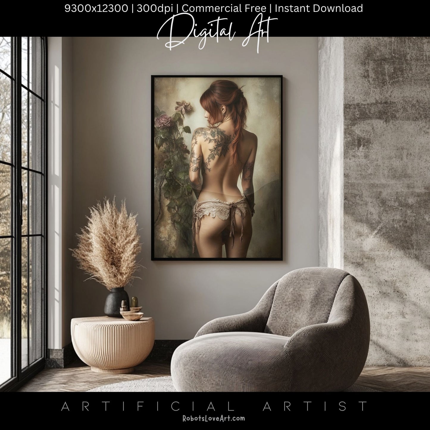 From Behind Pinup Calendar | Instant Download | Fantasy Digital AI Art | Sexy Lace
