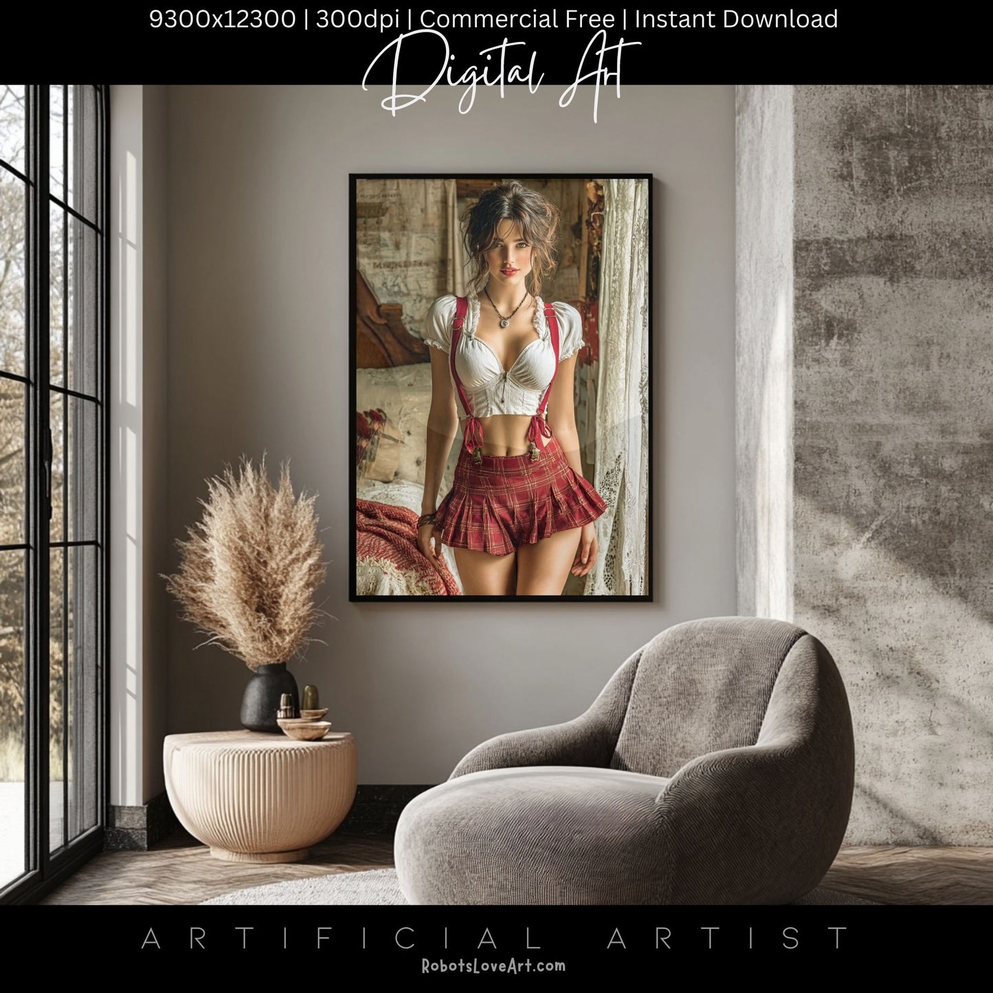 Sexy College Uniform | Instant Download | Fantasy Digital AI Art | Hot Girl