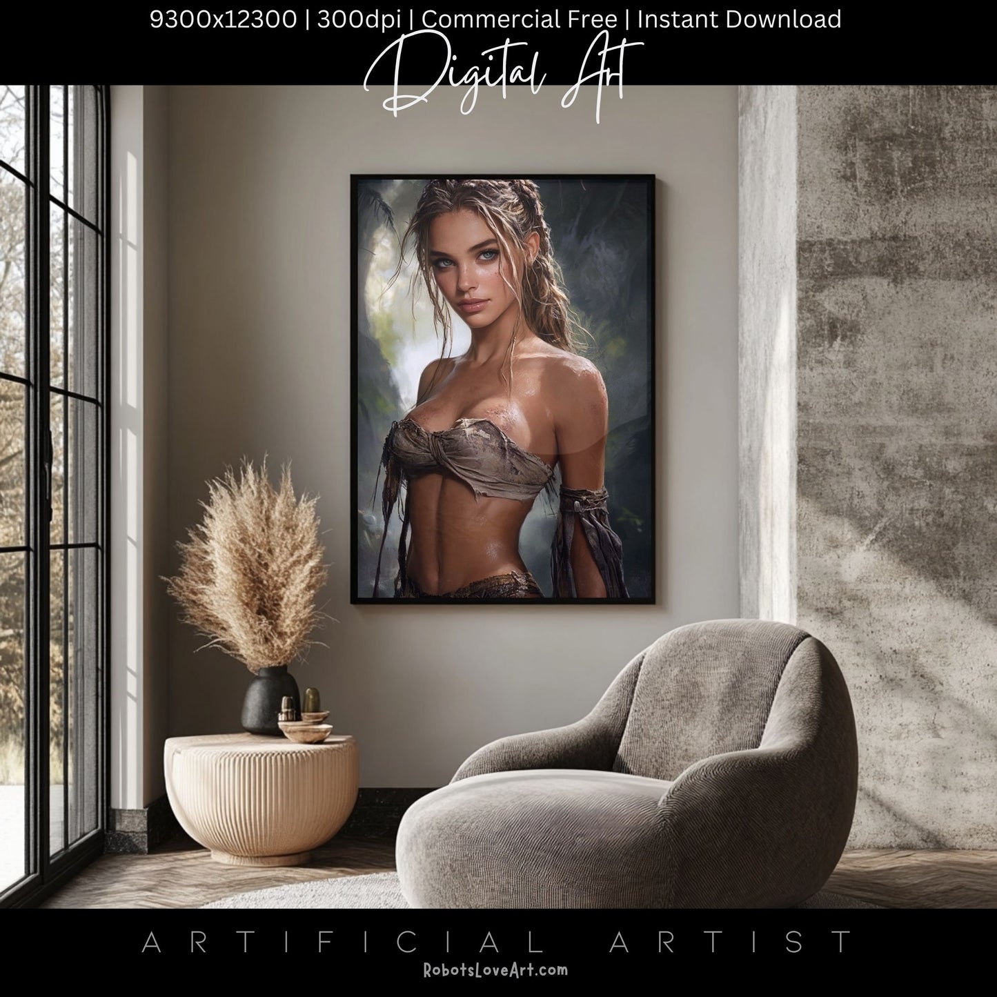 Babe in the Jngle | Instant Download | Fantasy Digital AI Art | Hot Girl