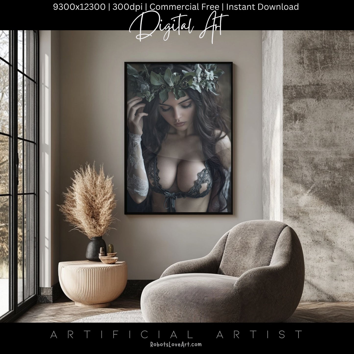 All Natural Sexy Babe | Instant Download | Fantasy Digital AI Art | Sexy Laceup