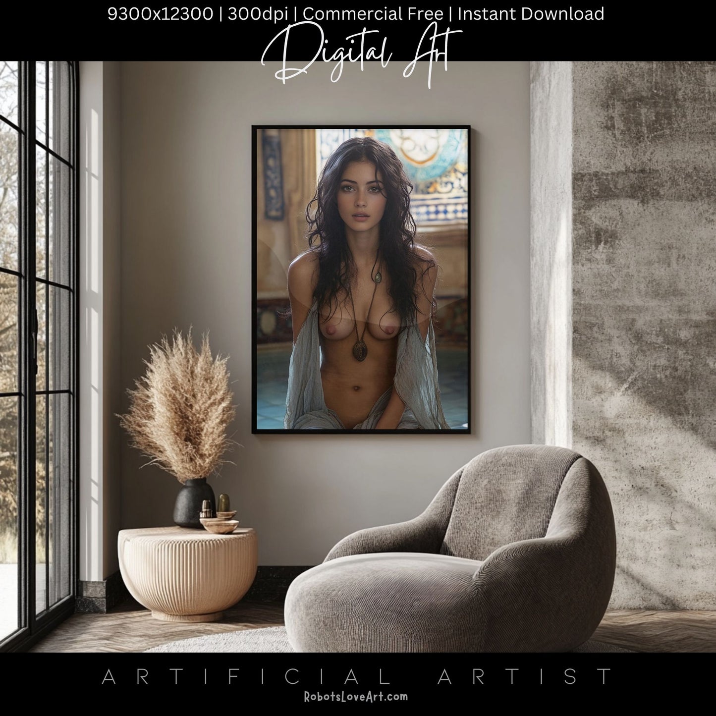 Topless Amulet| Sexy Babe | Instant Download | Digital AI Art