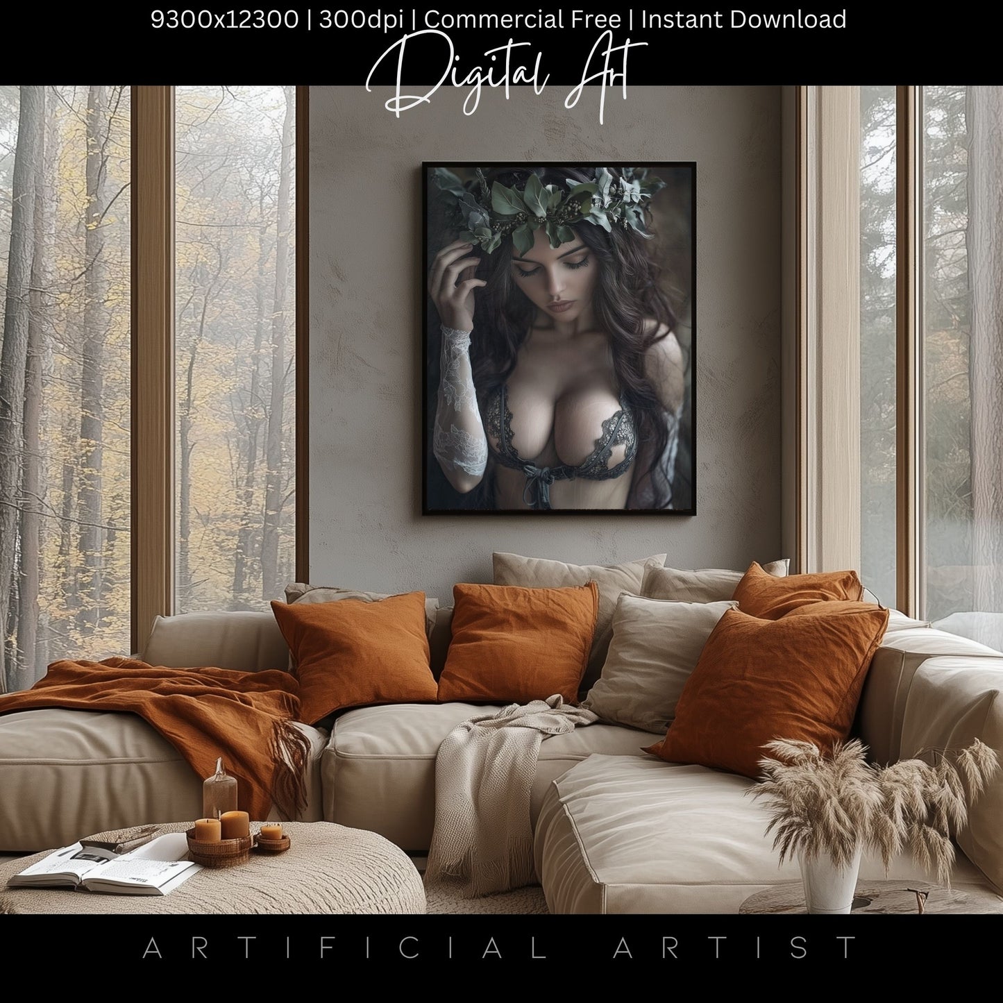 All Natural Sexy Babe | Instant Download | Fantasy Digital AI Art | Sexy Laceup