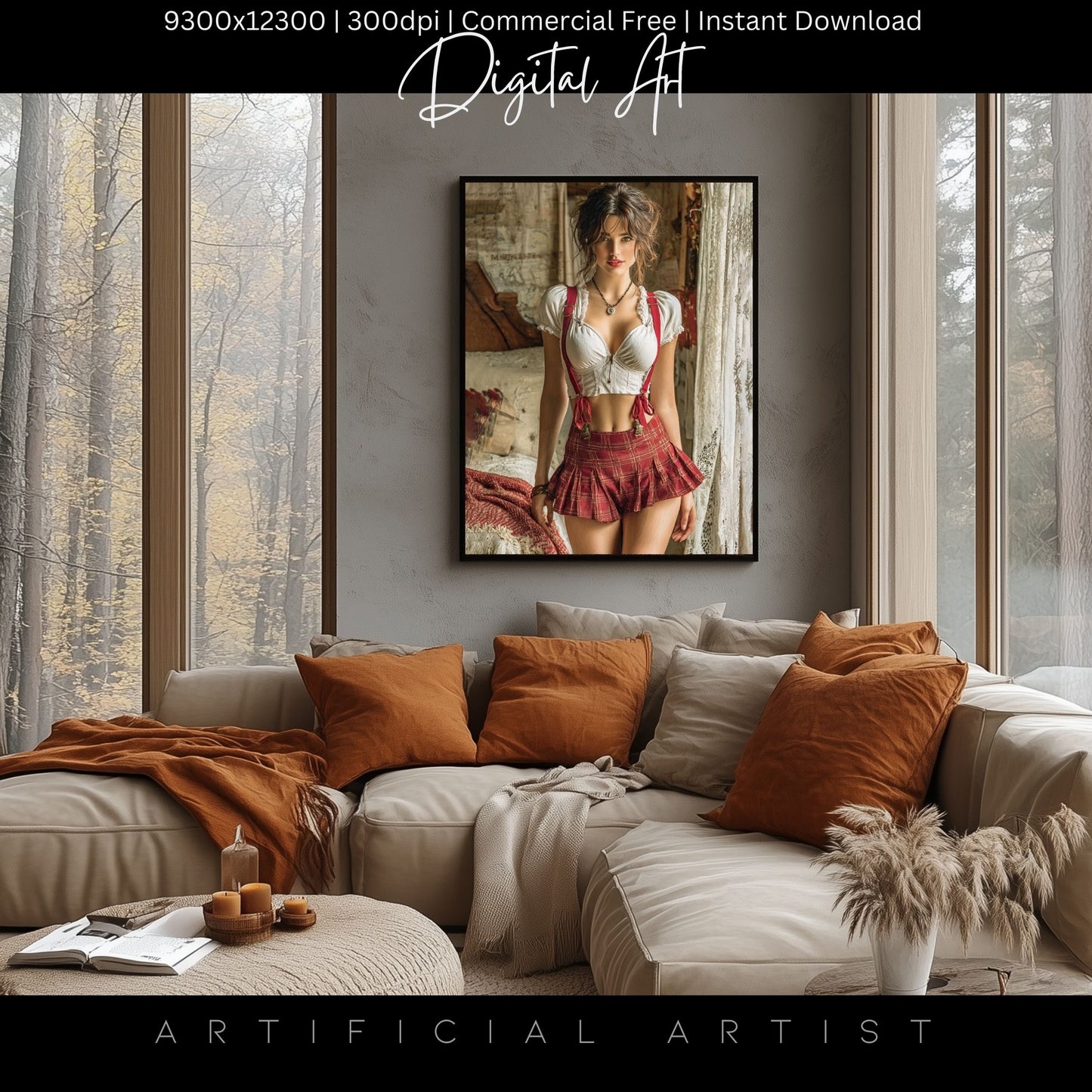 Sexy College Uniform | Instant Download | Fantasy Digital AI Art | Hot Girl