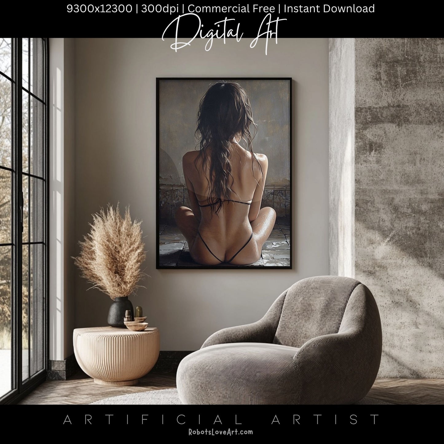 Sexy Hot Naked Yoga | Instant Download | Fantasy Digital AI Art | LGBT Artwork