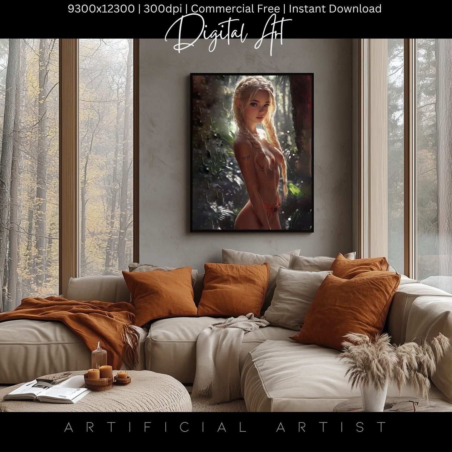 Hot Topless Blonde | Instant Download | Fantasy Digital AI Art | Pinup Girl