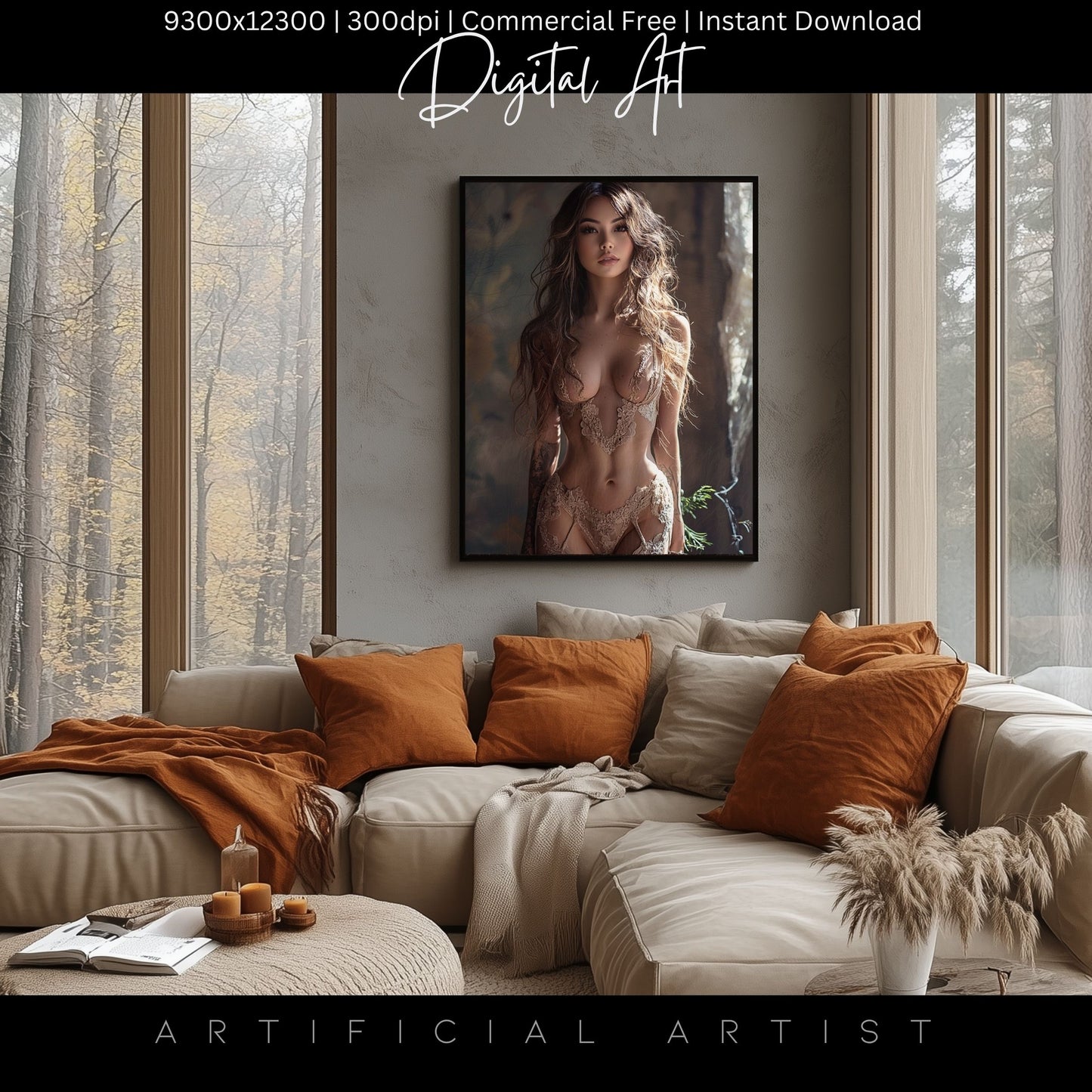 The Lace Window | Instant Download | Fantasy Digital AI Art | Hot Girl