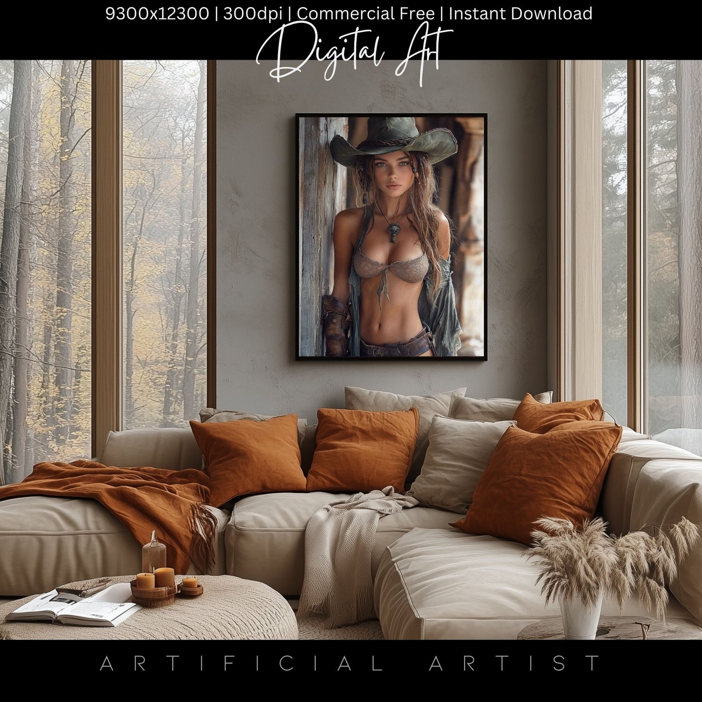 Ready to Shoot Hot Cowgirl Cleavage | Instant Download | Fantasy Digital AI Art | Sexy Old West Artwork