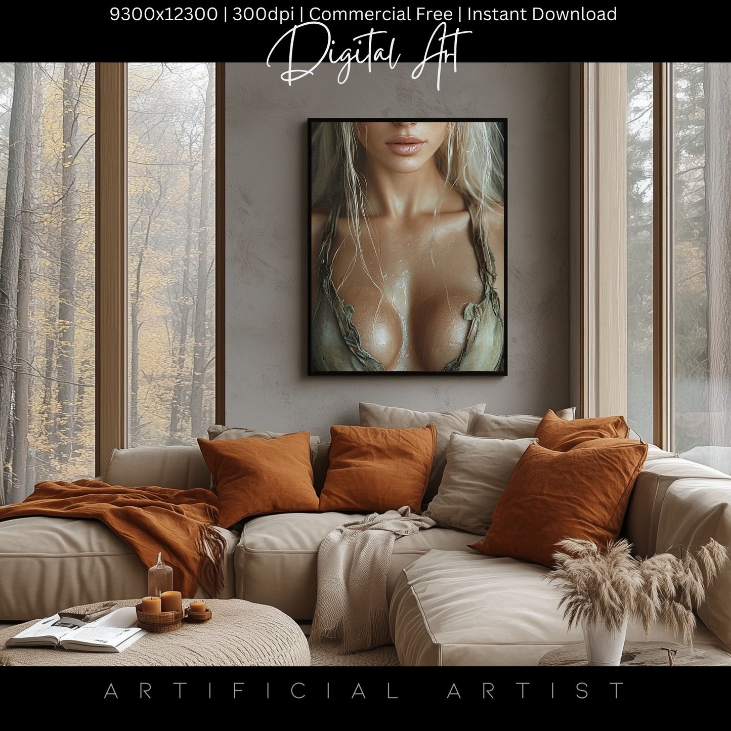 Blonde Bombshell Loincloth Cleavage | Instant Download | Fantasy Digital AI Art | LGBT Artwork (Copy)