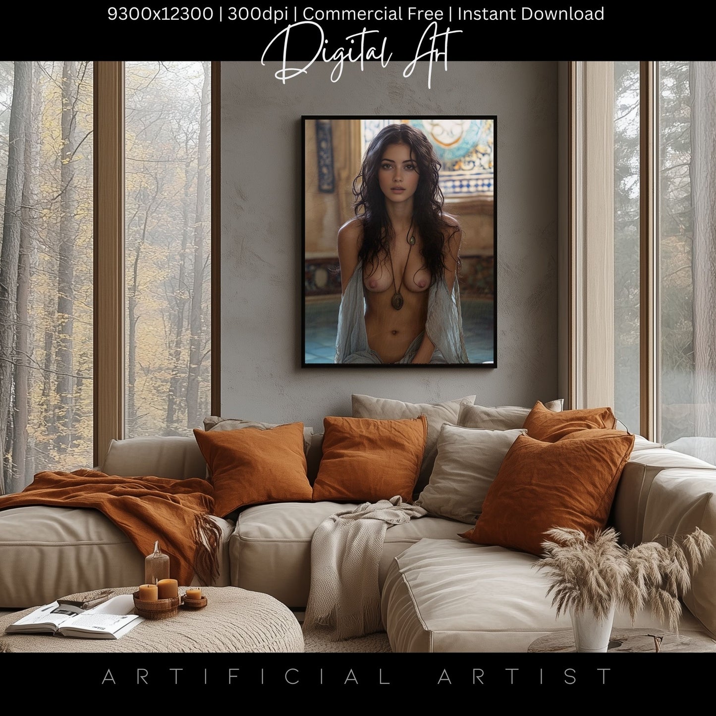 Topless Amulet| Sexy Babe | Instant Download | Digital AI Art