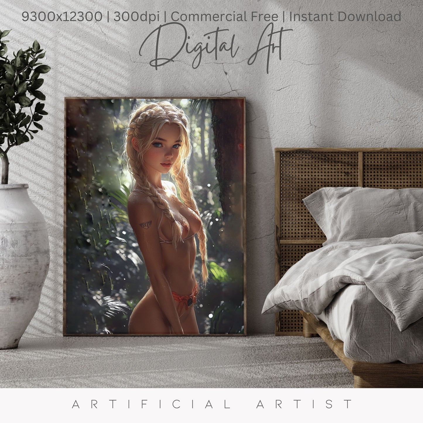 Hot Topless Blonde | Instant Download | Fantasy Digital AI Art | Pinup Girl