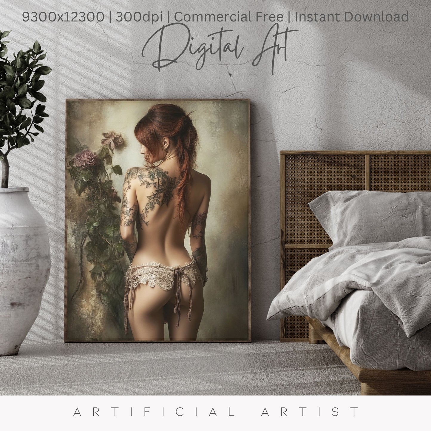 From Behind Pinup Calendar | Instant Download | Fantasy Digital AI Art | Sexy Lace