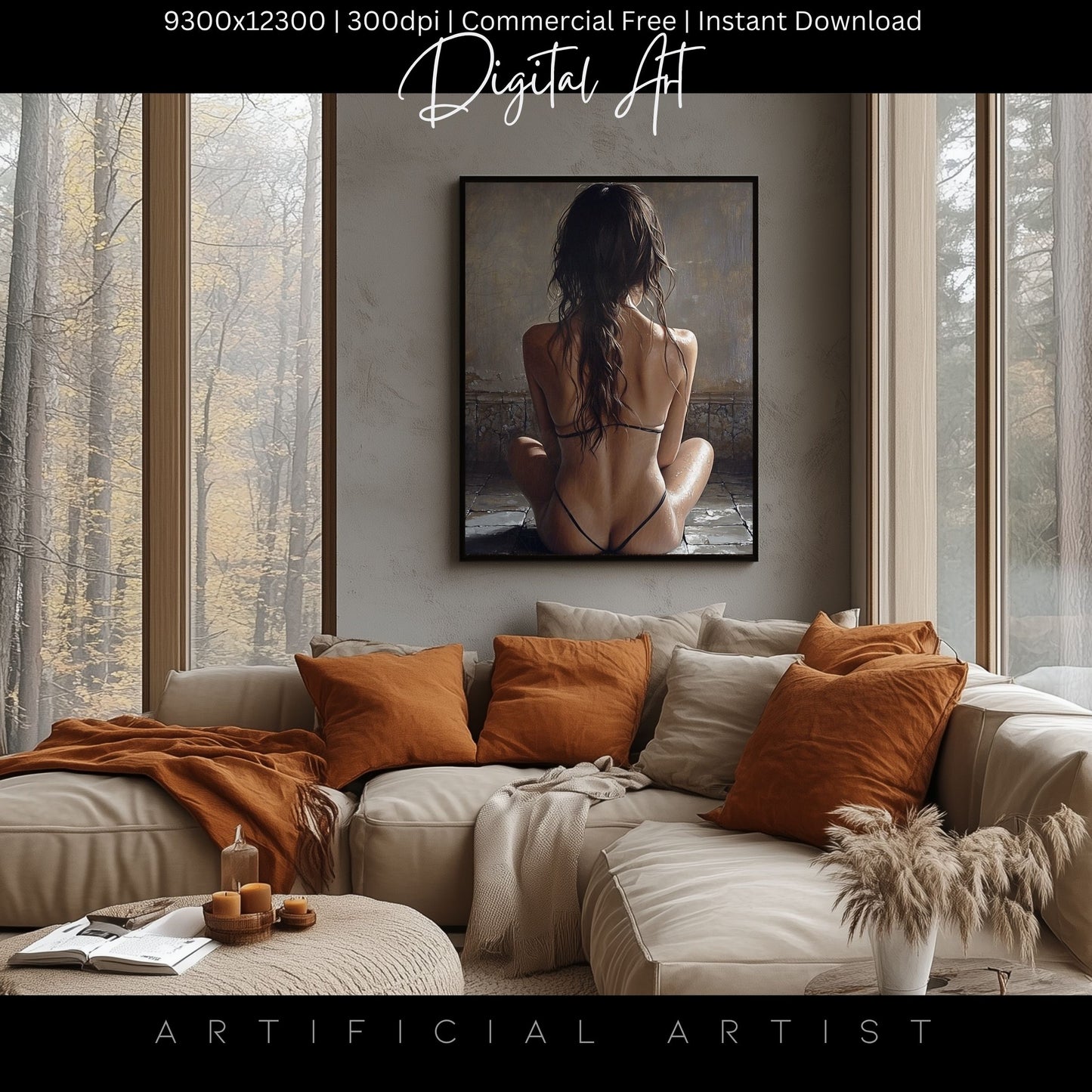 Sexy Hot Naked Yoga | Instant Download | Fantasy Digital AI Art | LGBT Artwork