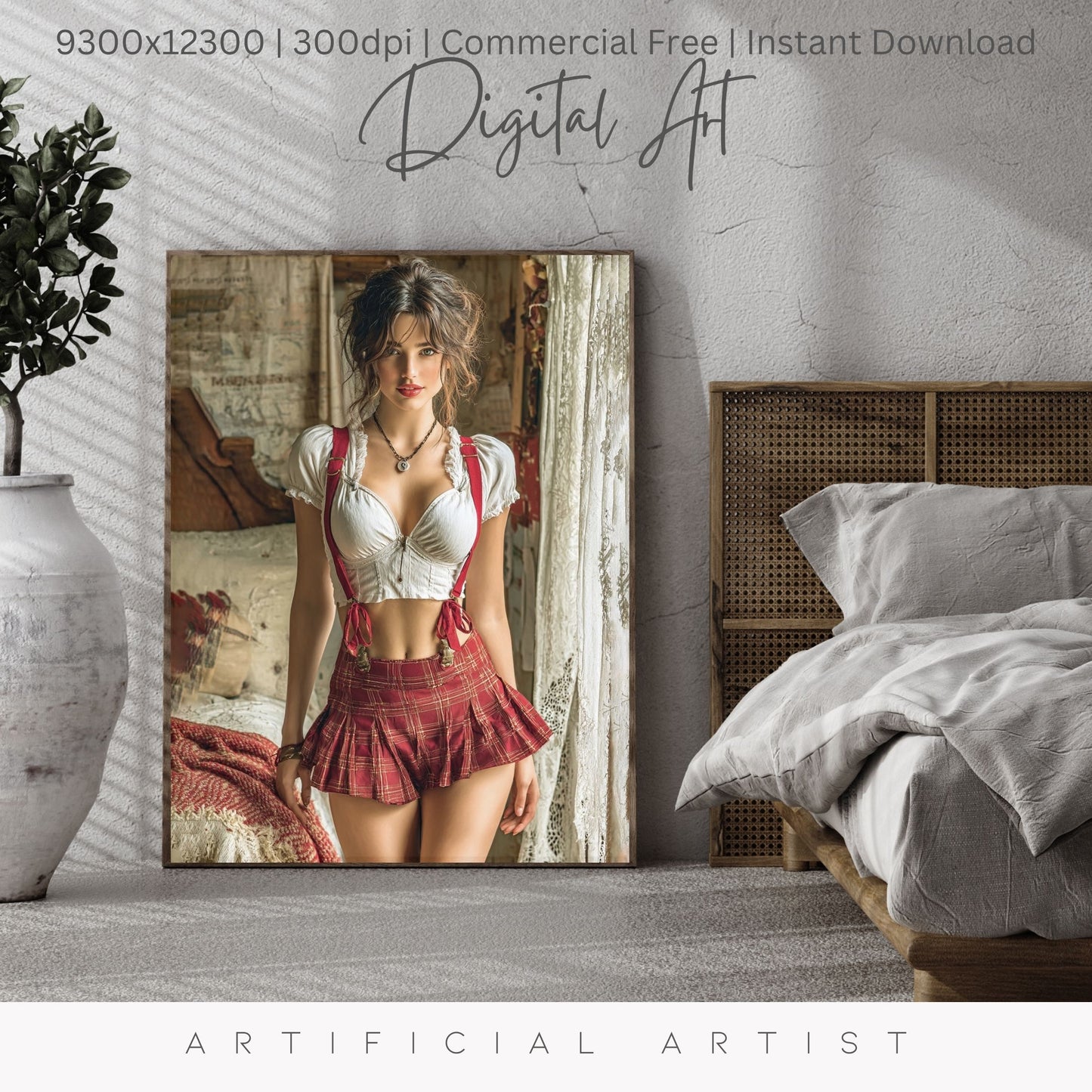 Sexy College Uniform | Instant Download | Fantasy Digital AI Art | Hot Girl