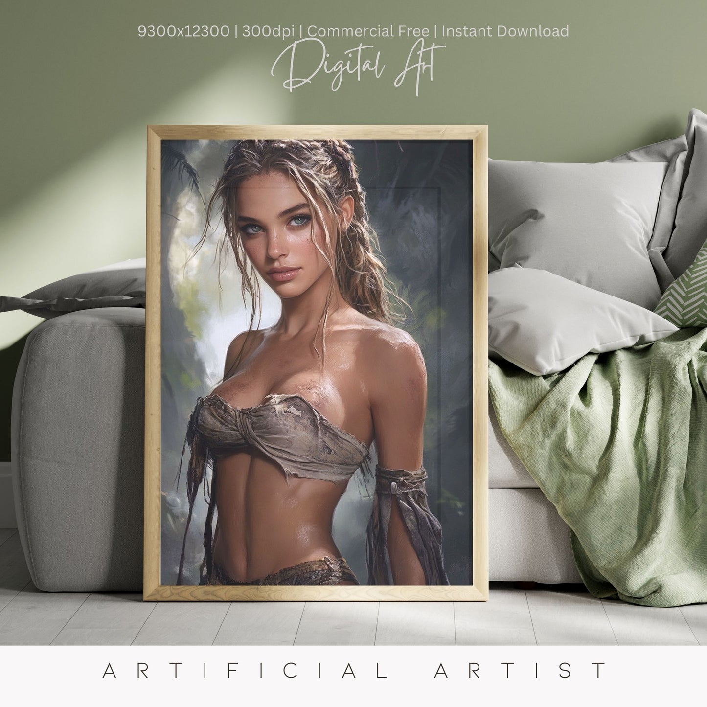 Babe in the Jngle | Instant Download | Fantasy Digital AI Art | Hot Girl