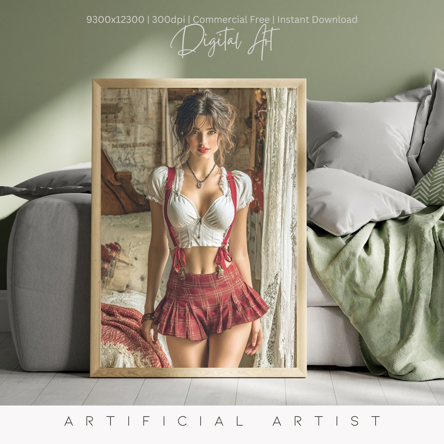 Sexy College Uniform | Instant Download | Fantasy Digital AI Art | Hot Girl