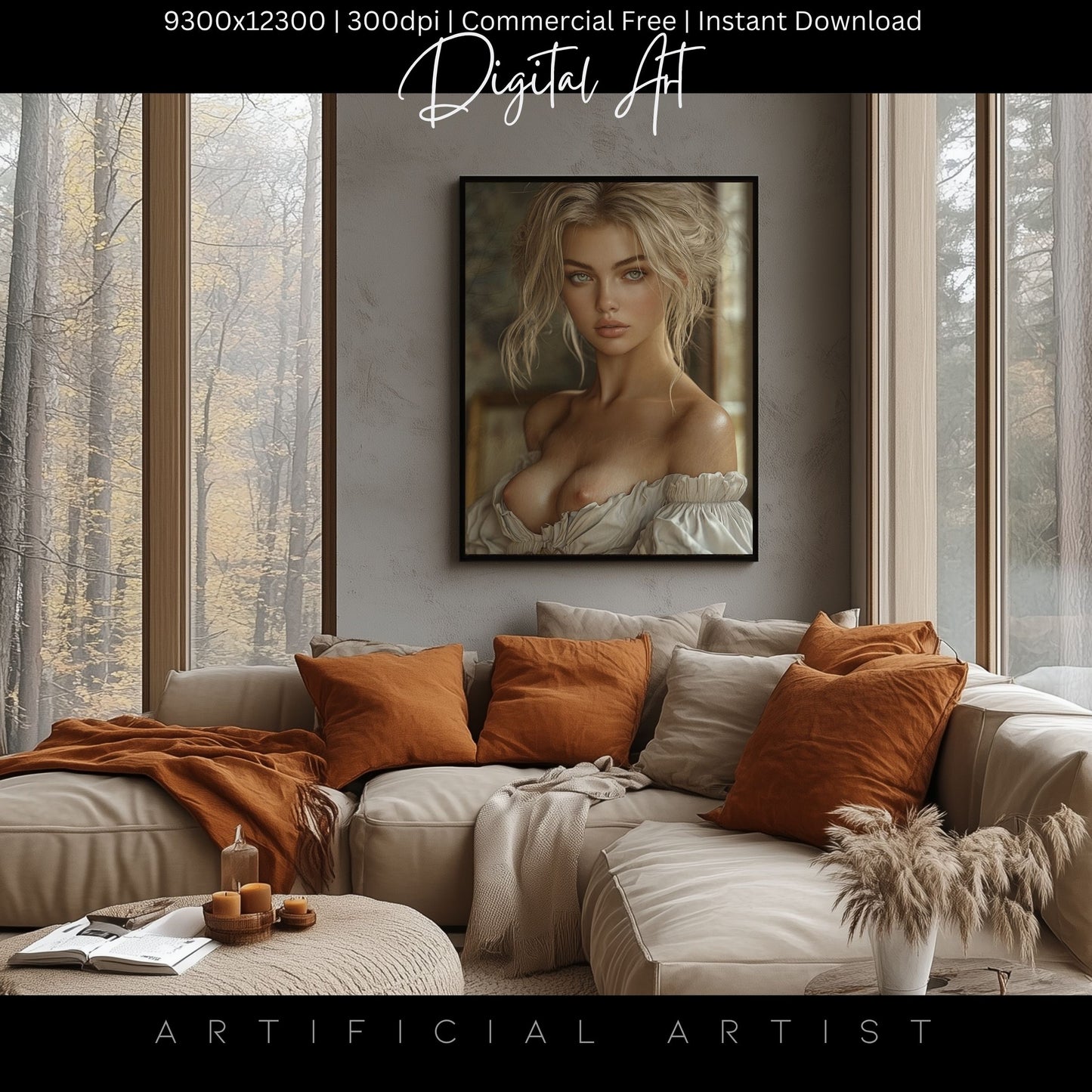 Topless Blonde Beauty | Sexy Babe | Instant Download | Digital AI Art