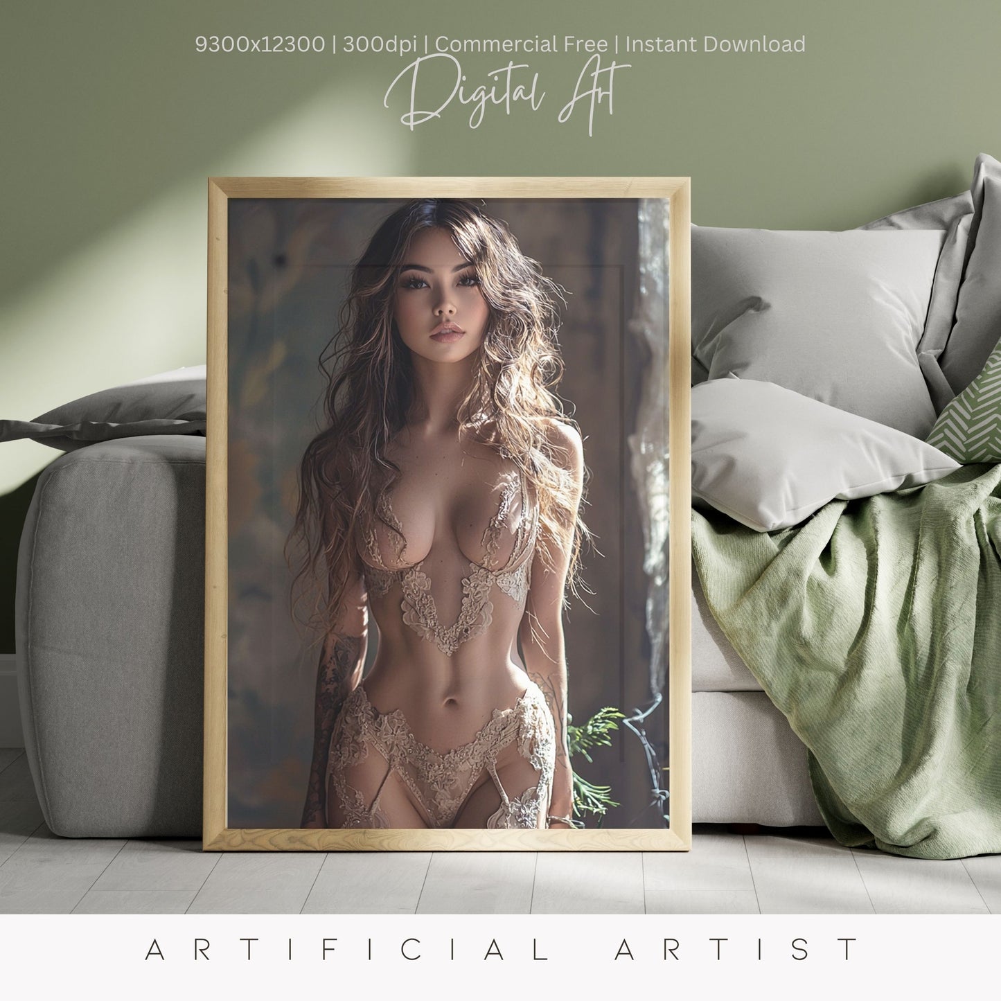 The Lace Window | Instant Download | Fantasy Digital AI Art | Hot Girl