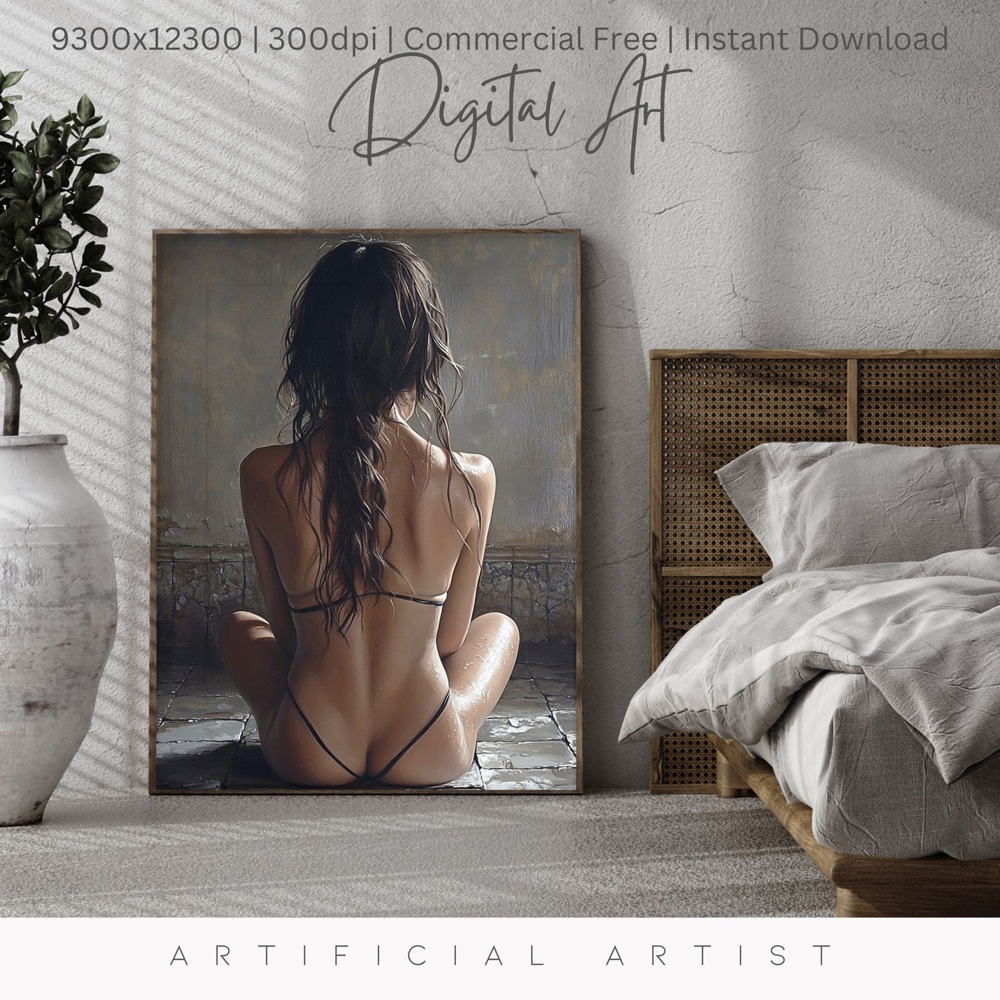 Sexy Hot Naked Yoga | Instant Download | Fantasy Digital AI Art | LGBT Artwork