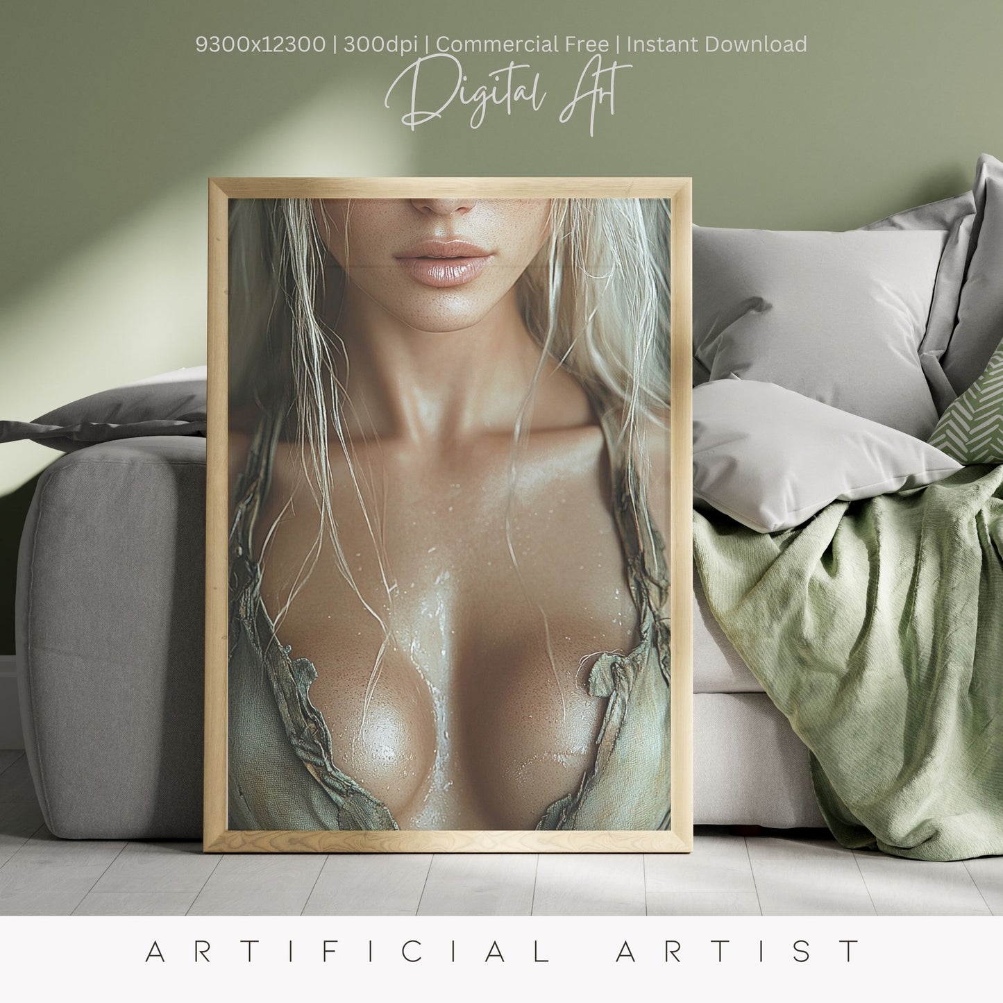 Blonde Bombshell Loincloth Cleavage | Instant Download | Fantasy Digital AI Art | LGBT Artwork (Copy)